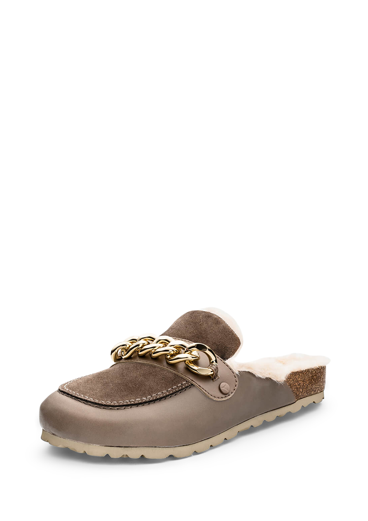 Frontalansicht auf neutralem Hintergrund des Produktes Gold Chain in der Farbe Cloafer Fur Mocha