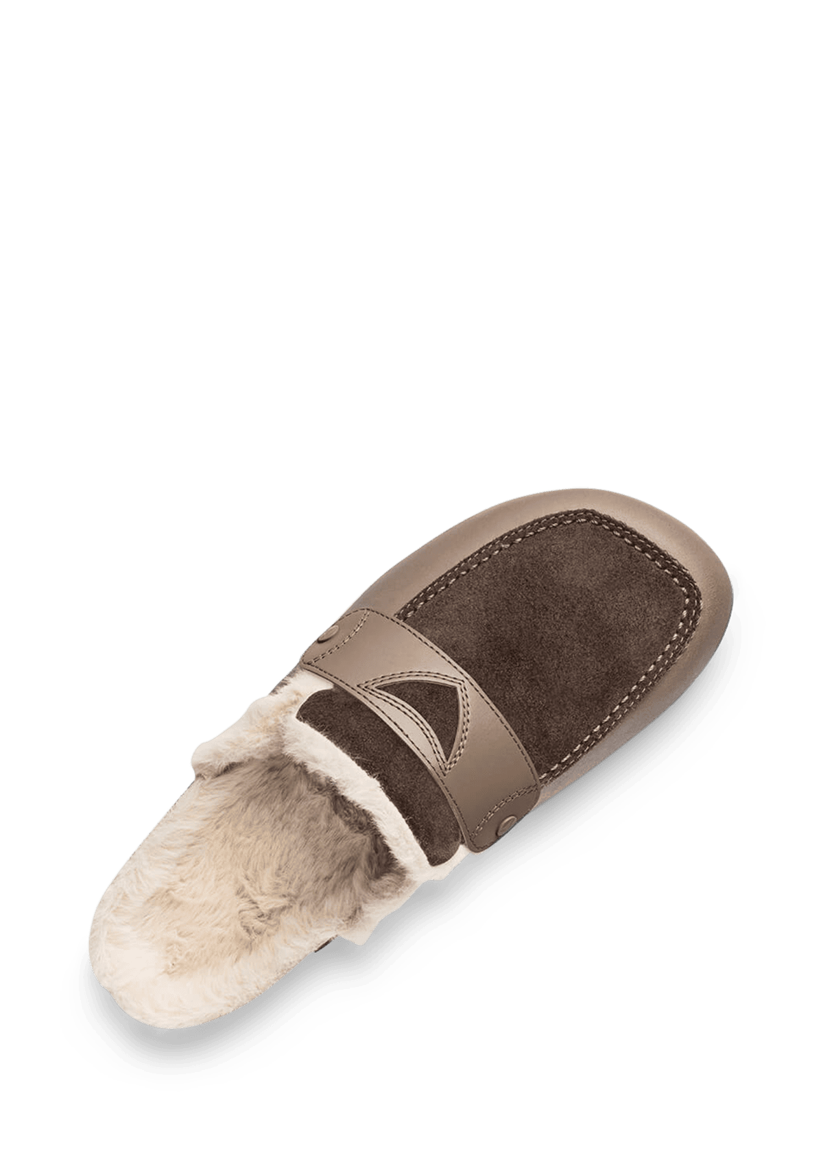 Seitenansicht auf neutralem Hintergrund des Produktes Plain Penny in der Farbe Cloafer Fur Mocha