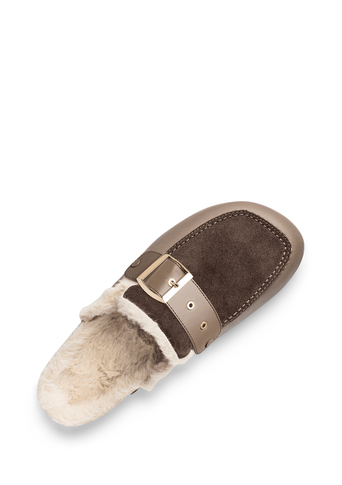 Seitenansicht auf neutralem Hintergrund des Produktes Urban Classic in der Farbe Cloafer Fur Mocha