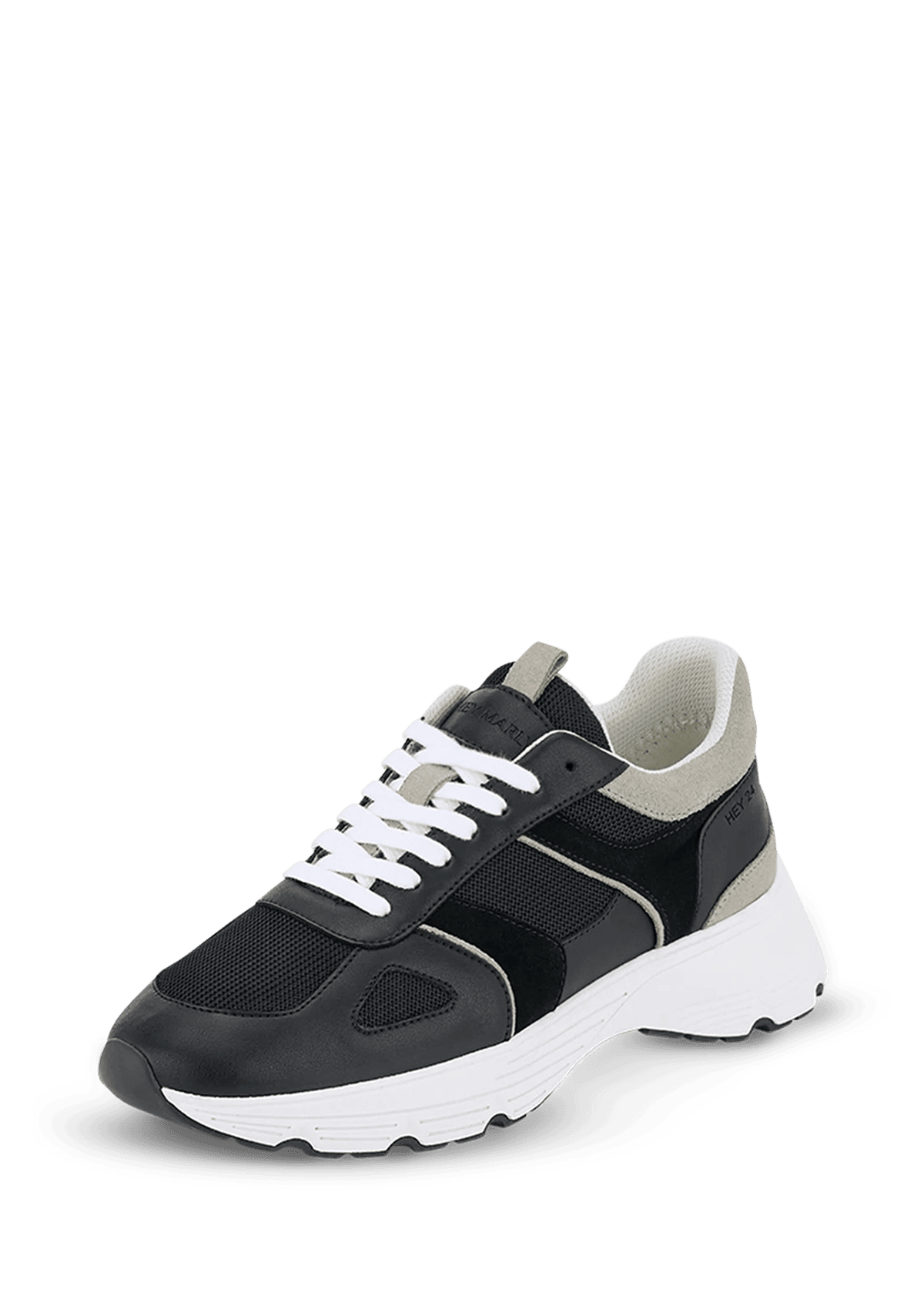 Frontalansicht auf neutralem Hintergrund des Produktes Team Runner24 in der Farbe Black/Greige