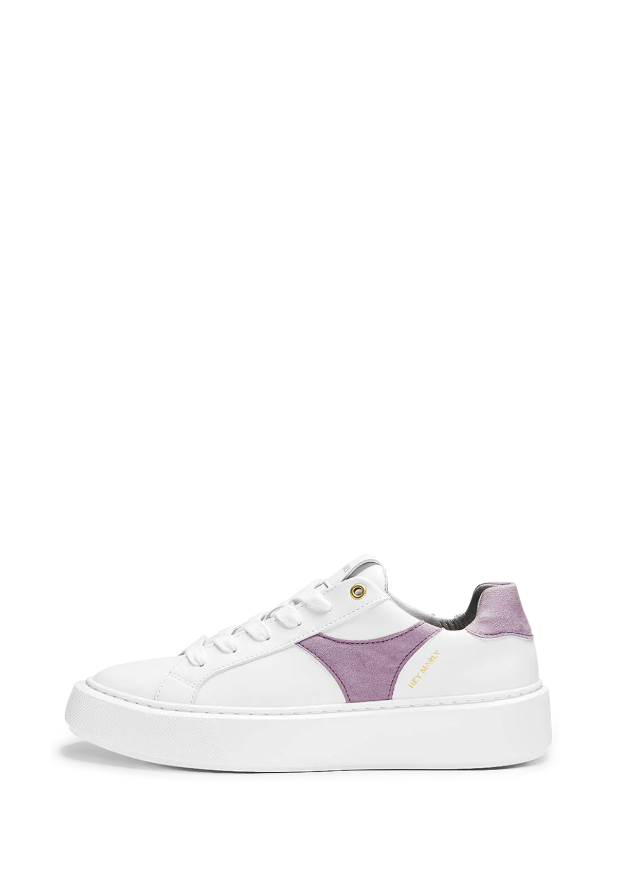 Seitenansicht auf neutralem Hintergrund des Produktes Classic in der Farbe White/Lilac