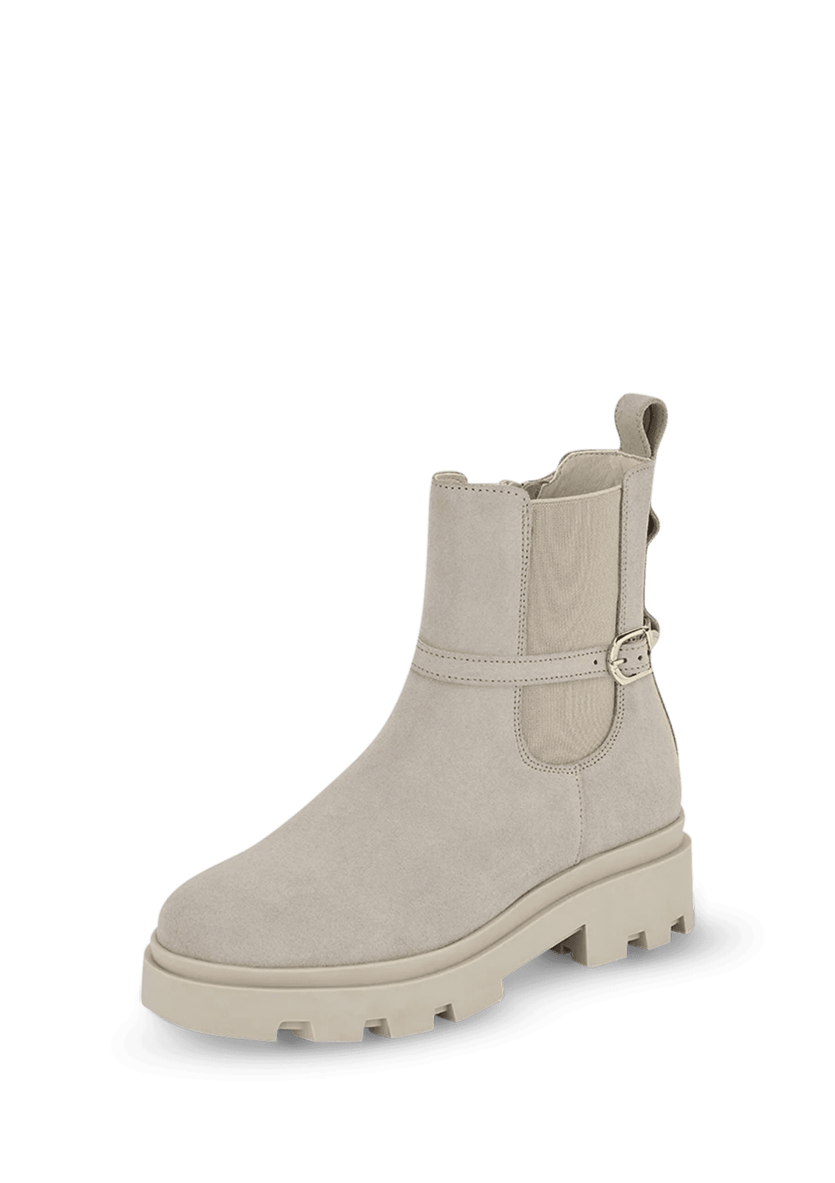Frontalansicht auf neutralem Hintergrund des Produktes Classy Aesthetic Suede in der Farbe Greige