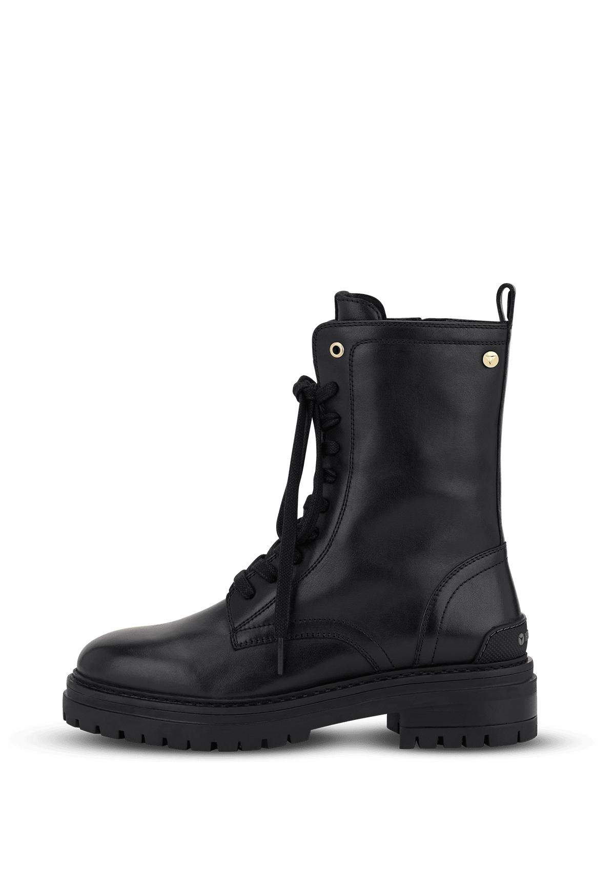 Seitenansicht auf neutralem Hintergrund des Produktes Signature Boot in der Farbe Black