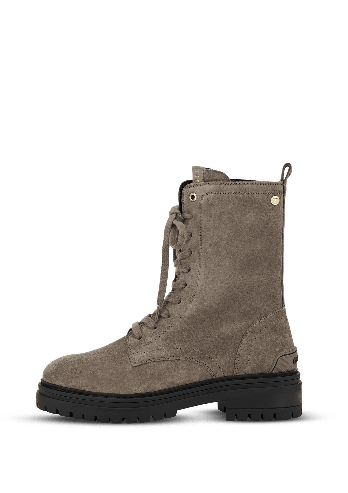 Seitenansicht auf neutralem Hintergrund des Produktes Signature Boot Suede in der Farbe Mocha