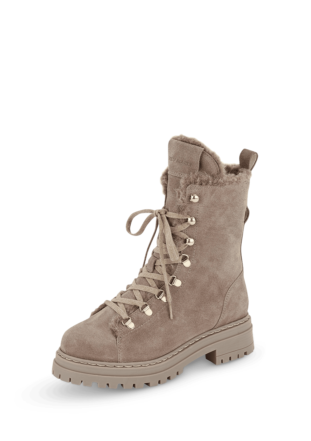 Frontalansicht auf neutralem Hintergrund des Produktes Cozy Chunky Rock in der Farbe Mocha