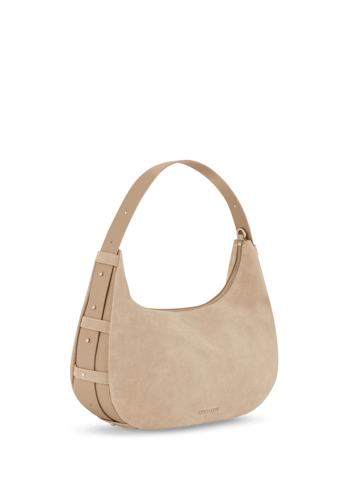 Seitenansicht auf neutralem Hintergrund des Produktes Lifetime Sister Suede M in der Farbe Sand in der Größe M