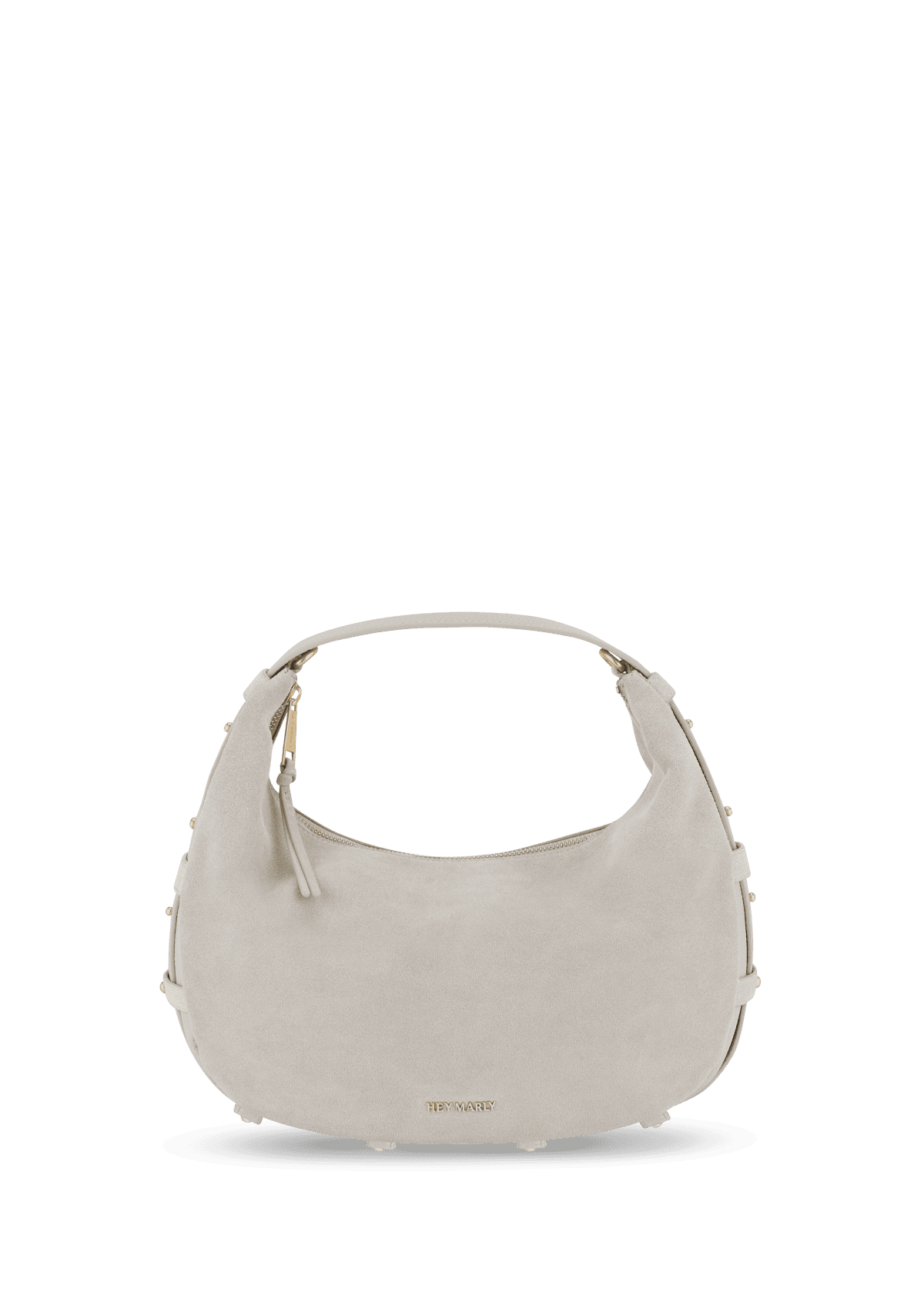 Frontalansicht auf neutralem Hintergrund des Produktes Lifetime Sister Suede M in der Farbe Greige in der Größe M