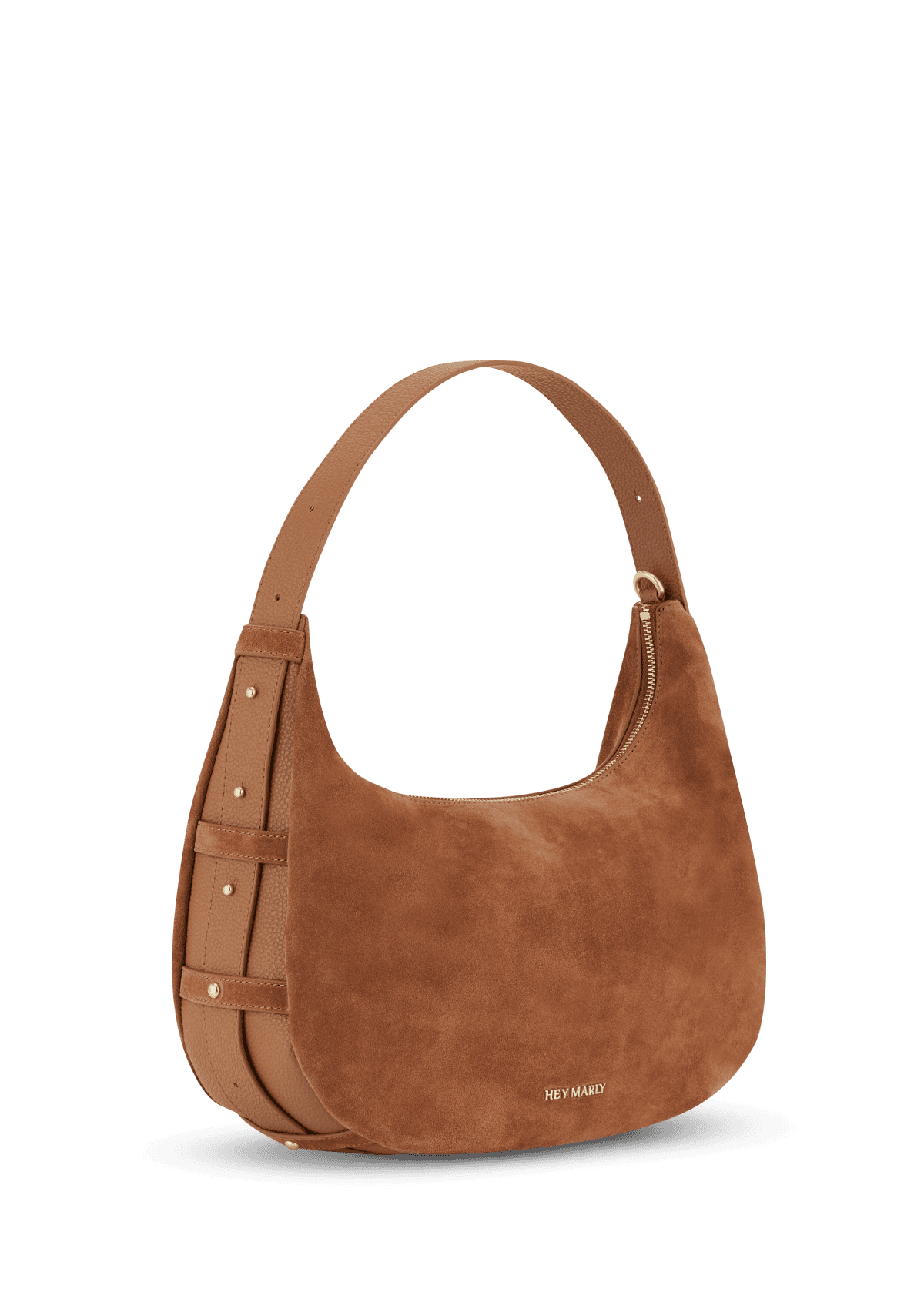 Seitenansicht auf neutralem Hintergrund des Produktes Lifetime Sister Suede M in der Farbe Cognac in der Größe M