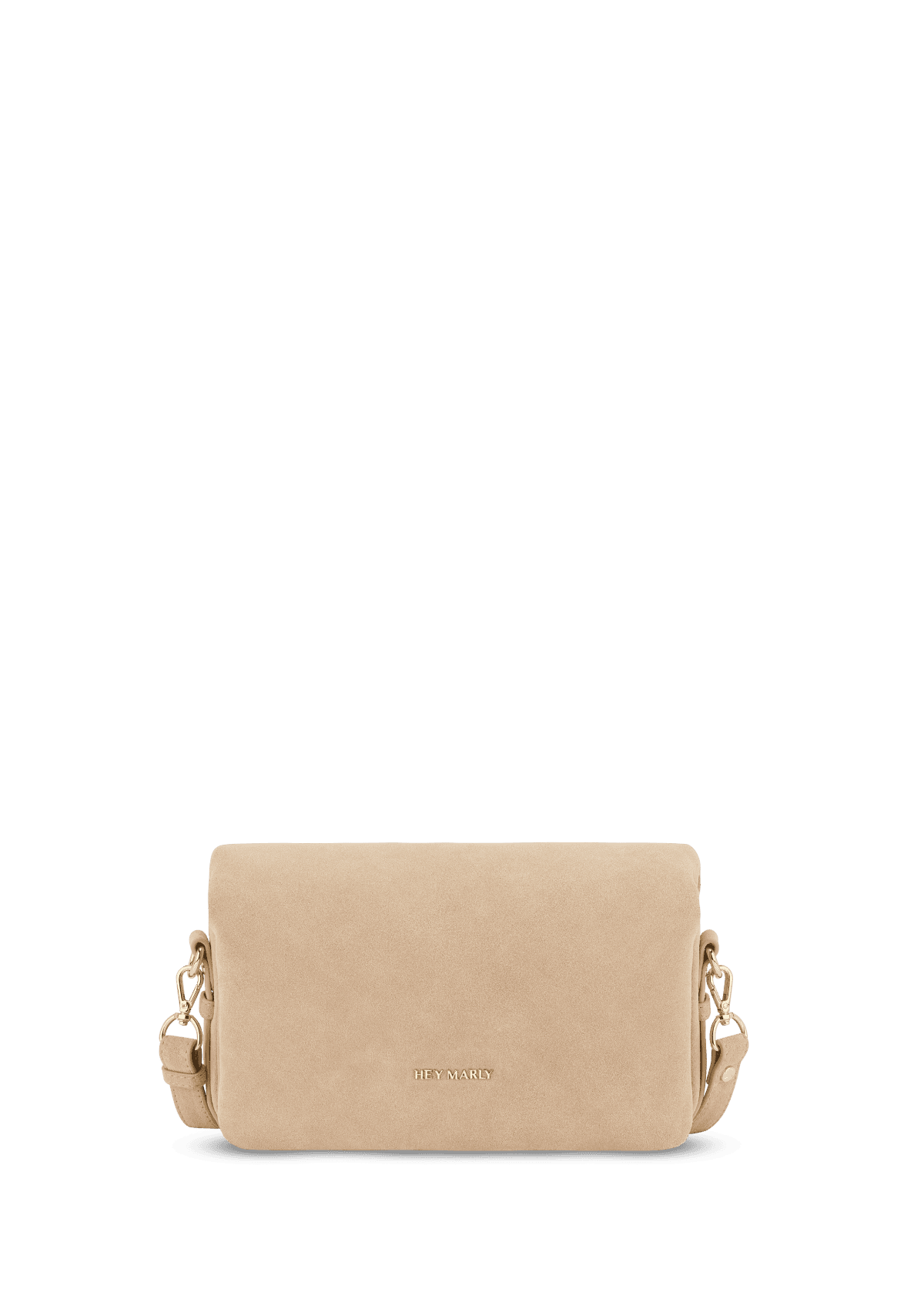 Frontalansicht auf neutralem Hintergrund des Produktes Sassy Sister Suede in der Farbe Sand