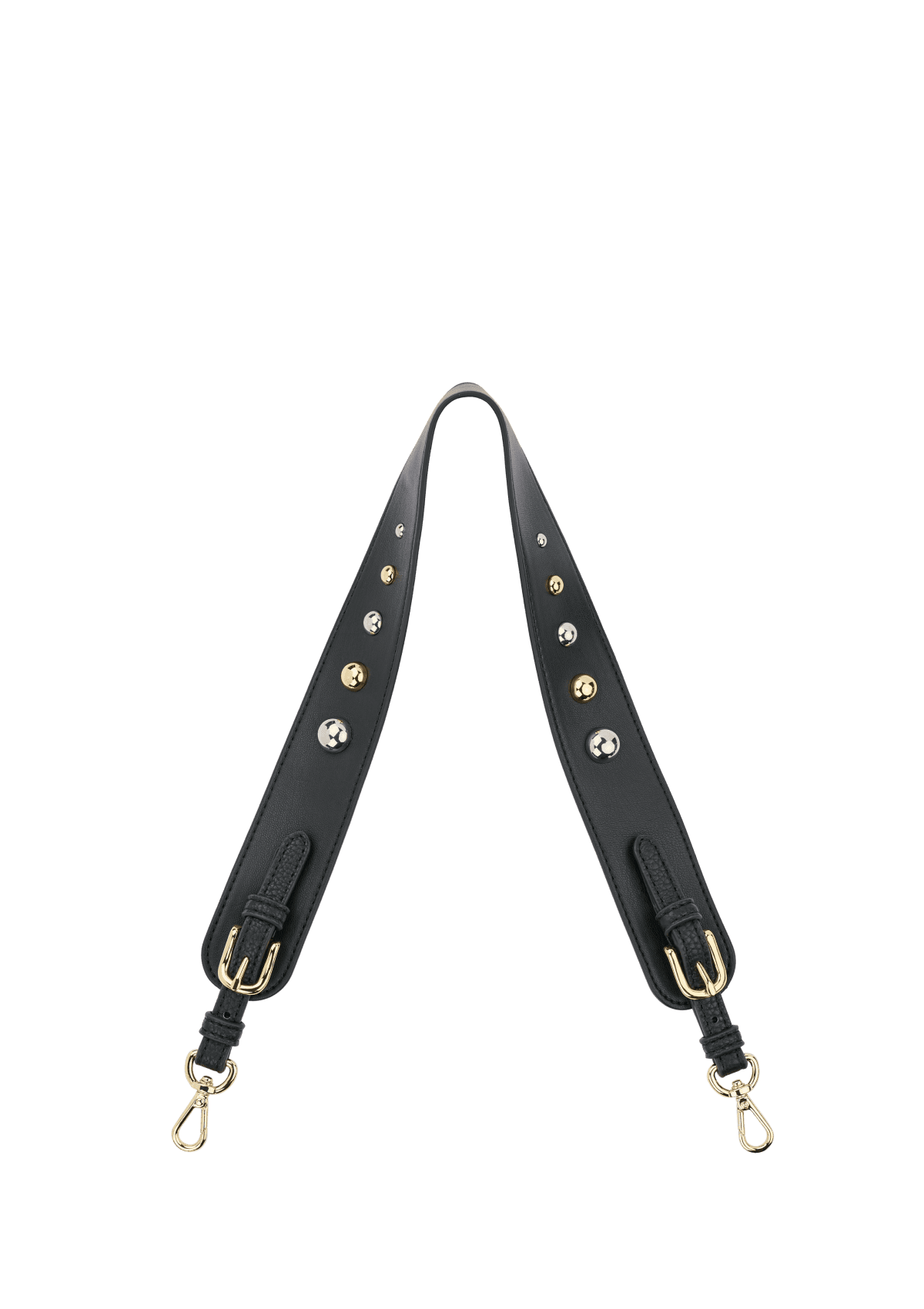 Frontalansicht auf neutralem Hintergrund des Produktes Urban Stud Strap in der Farbe Black