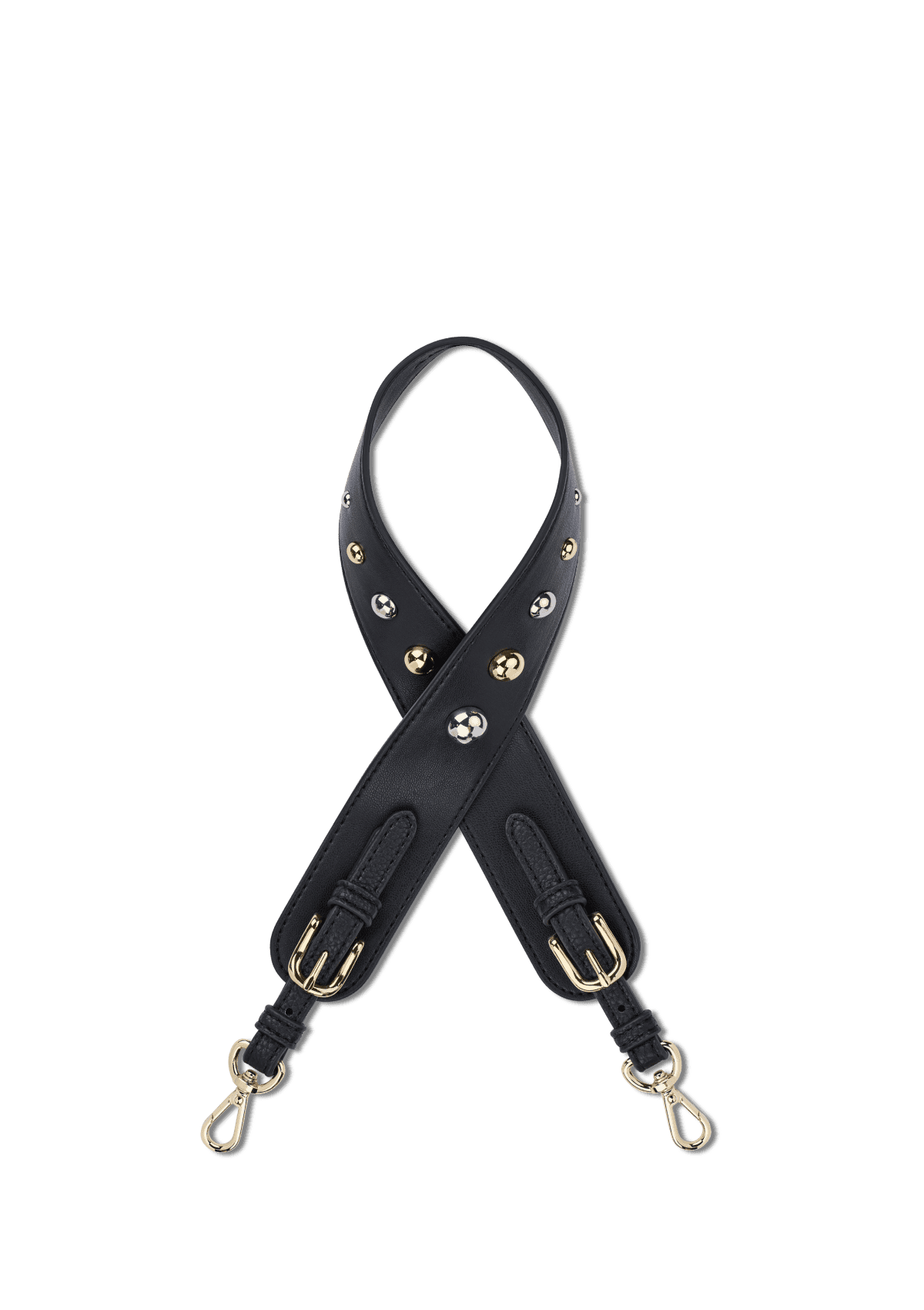 Seitenansicht auf neutralem Hintergrund des Produktes Urban Stud Strap in der Farbe Black