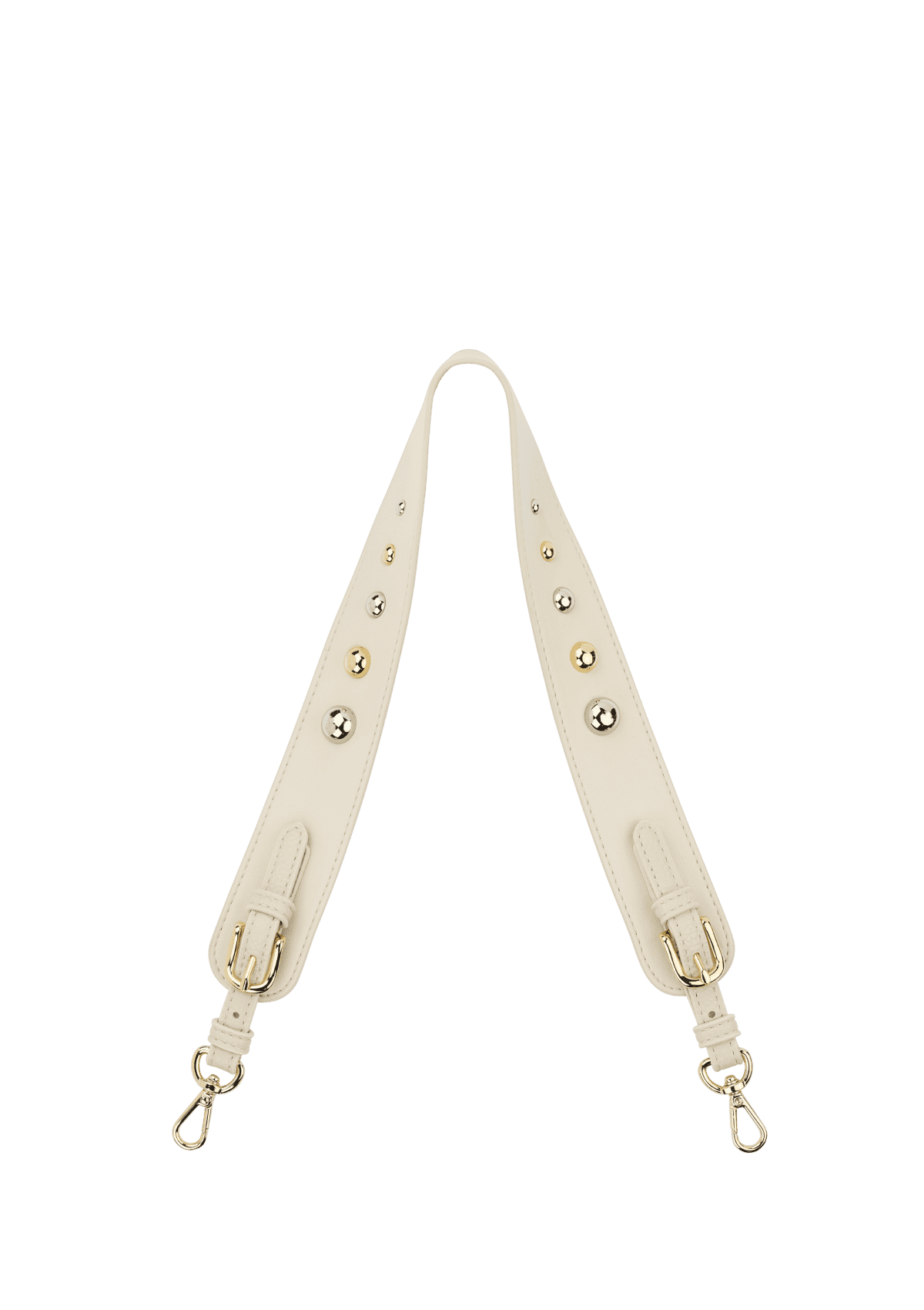 Frontalansicht auf neutralem Hintergrund des Produktes Urban Stud Strap in der Farbe Crema
