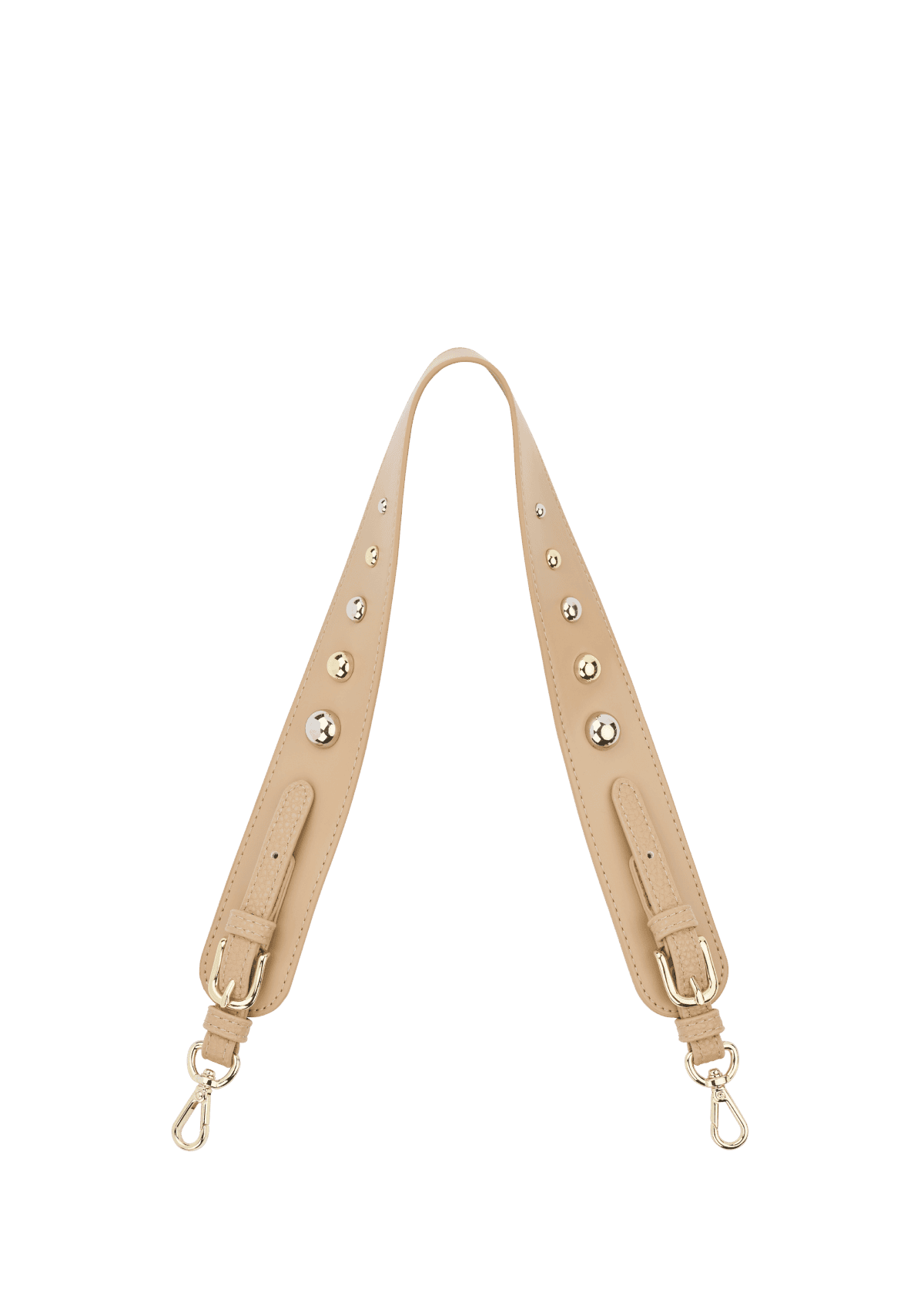 Frontalansicht auf neutralem Hintergrund des Produktes Urban Stud Strap in der Farbe Sand
