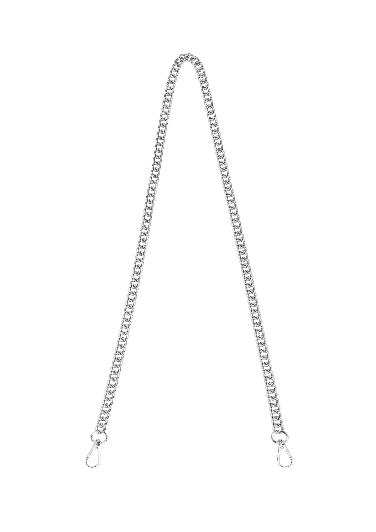 Frontalansicht auf neutralem Hintergrund des Produktes Thin Silver Chain Strap in der Farbe Silver