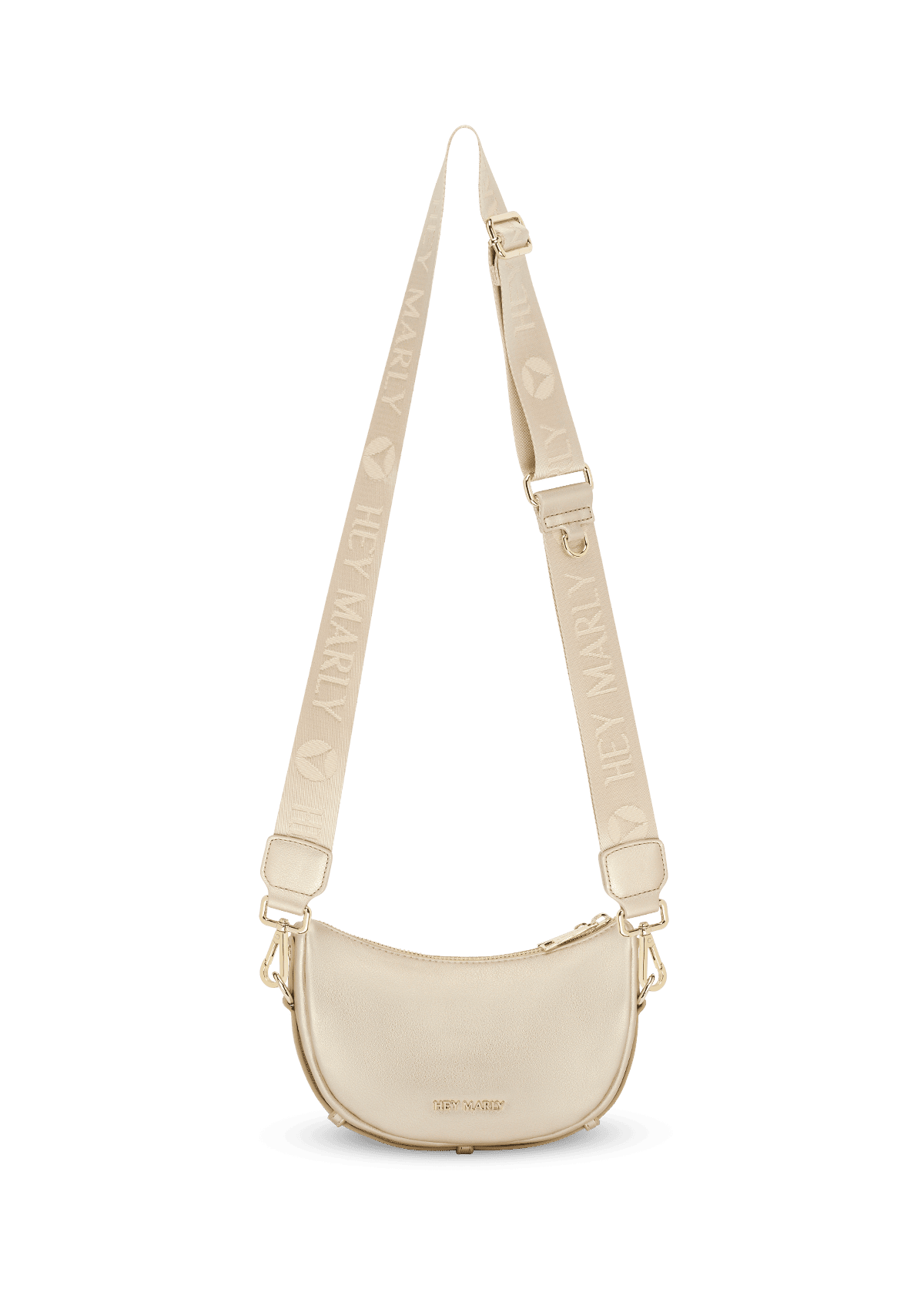 Seitenansicht auf neutralem Hintergrund des Produktes Signature Strap in der Farbe Gold