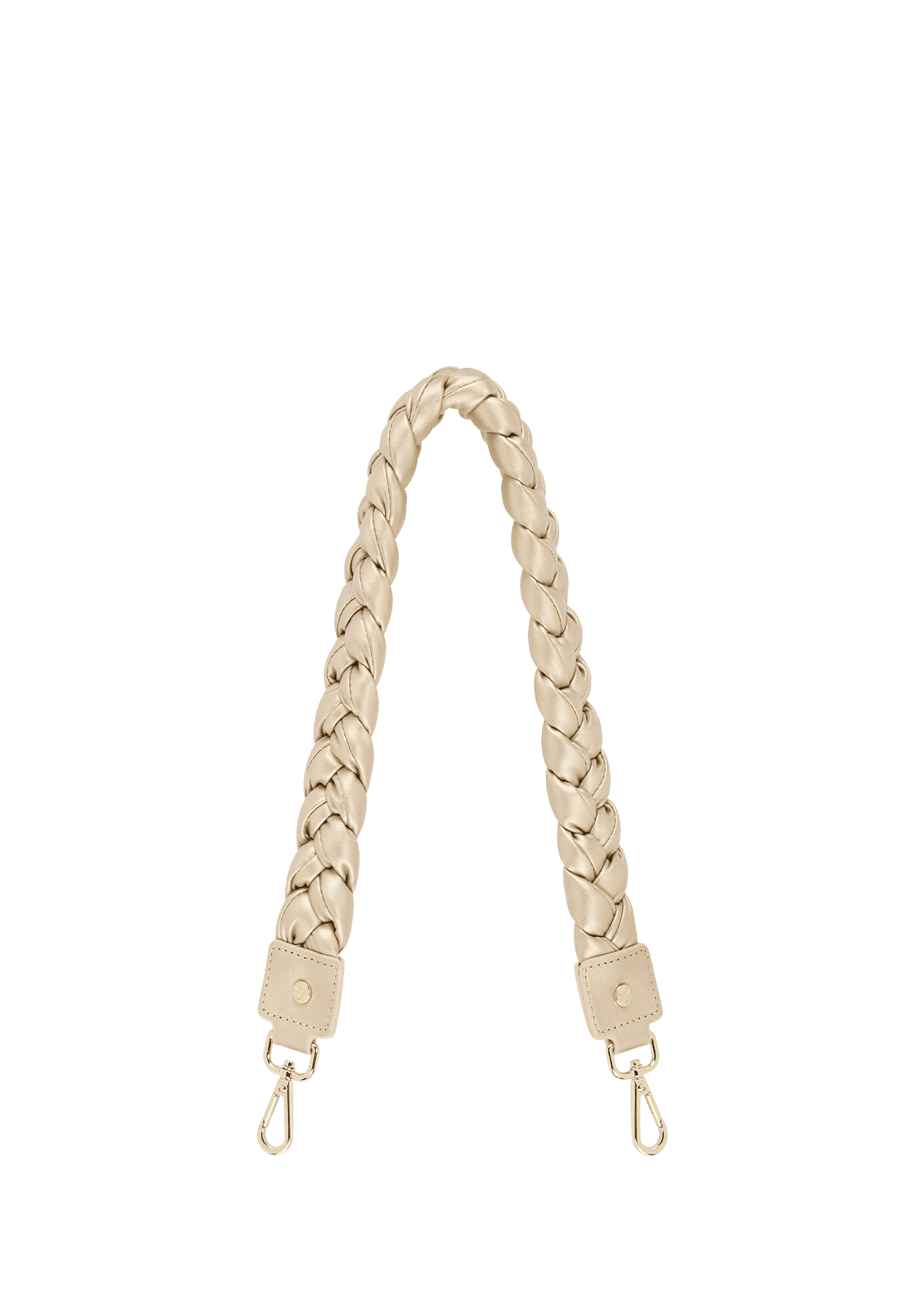 Frontalansicht auf neutralem Hintergrund des Produktes Braided Strap in der Farbe Gold