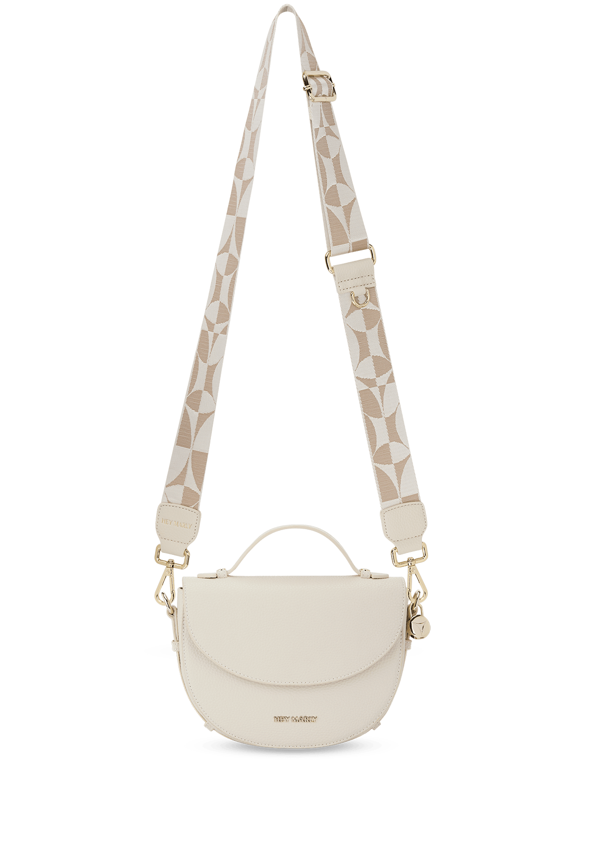 Seitenansicht auf neutralem Hintergrund des Produktes Iconic Strap in der Farbe Crema-Sand