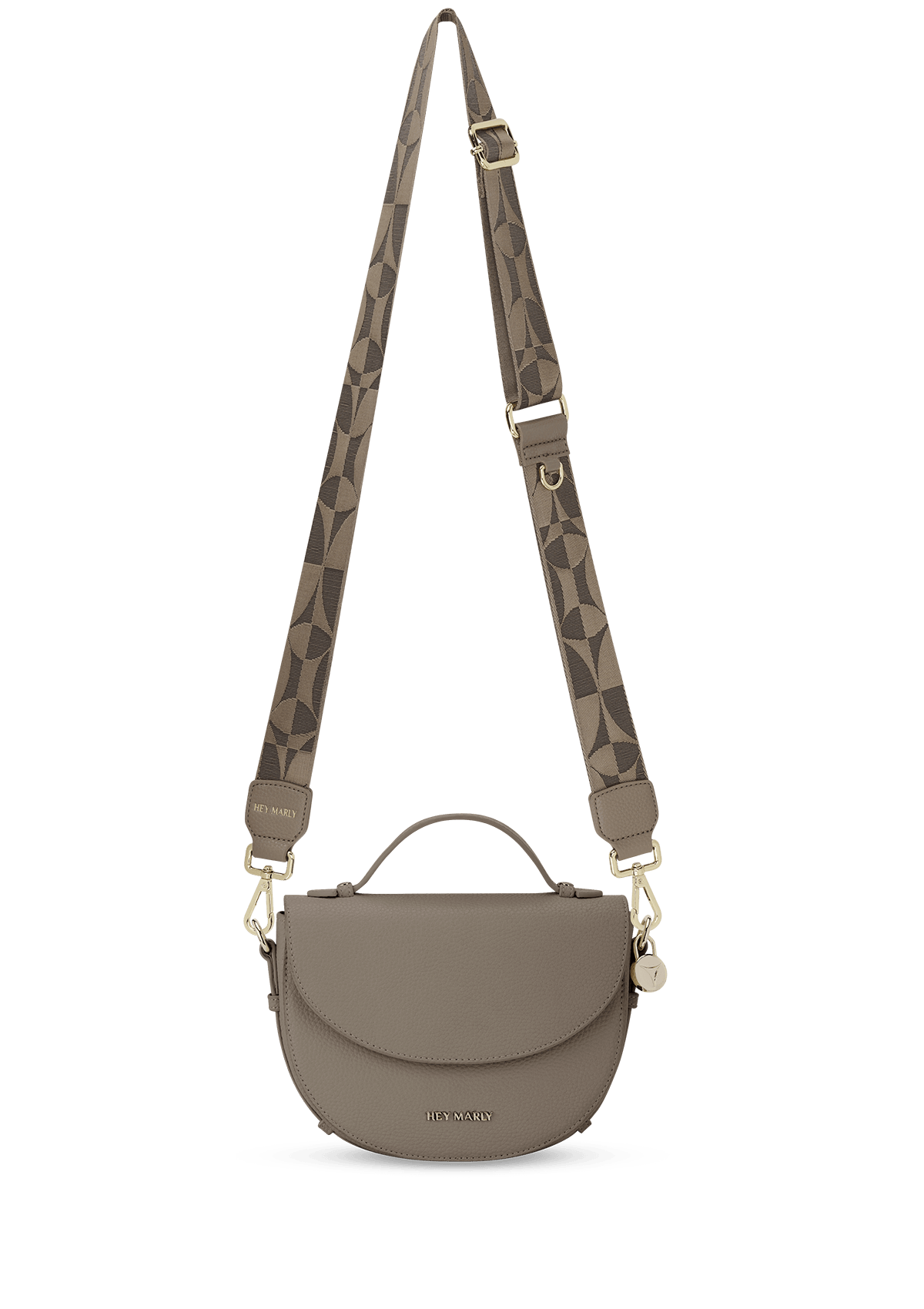 Seitenansicht auf neutralem Hintergrund des Produktes Iconic Strap in der Farbe Mocha-Coffee