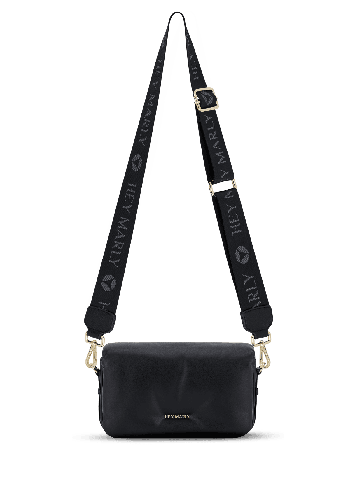 Frontalansicht auf neutralem Hintergrund des Produktes Signature Strap in der Farbe Black