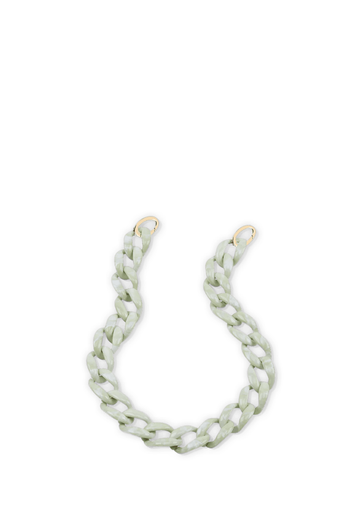 Seitenansicht auf neutralem Hintergrund des Produktes Chain Strap in der Farbe Desert Sage