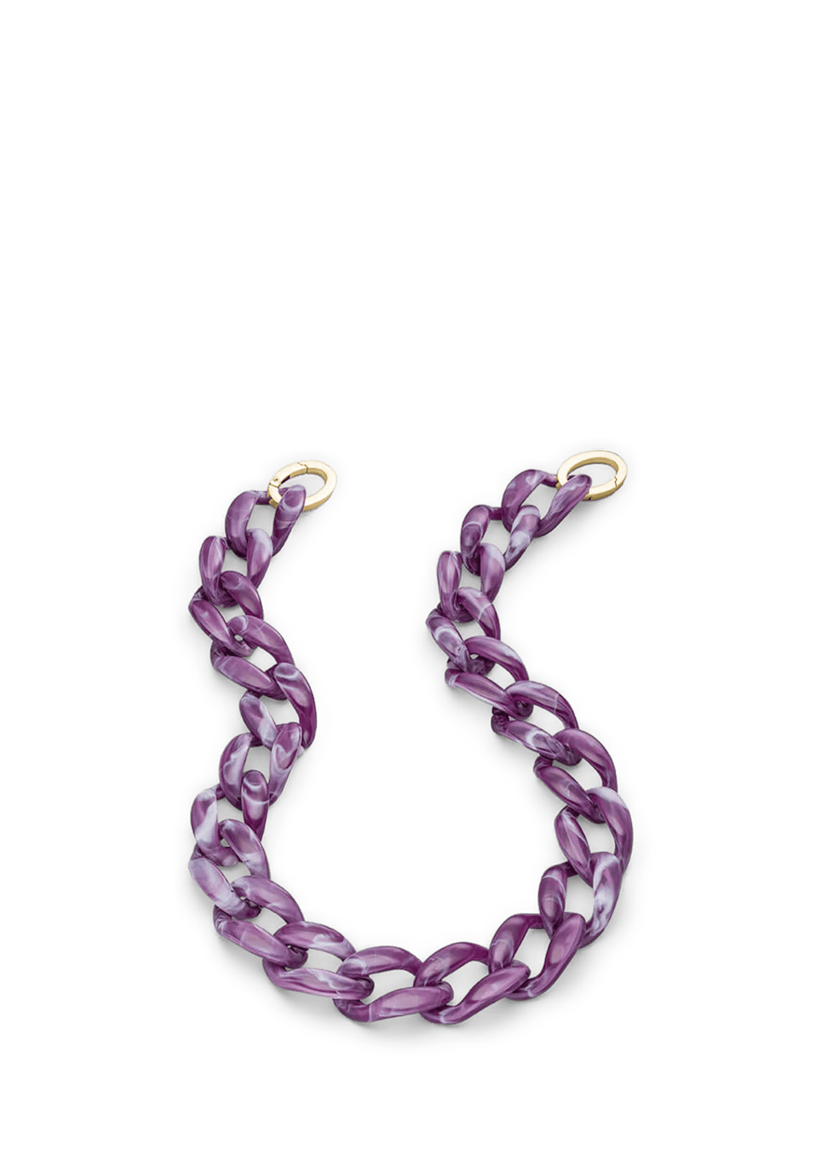 Seitenansicht auf neutralem Hintergrund des Produktes Chain Strap in der Farbe Lilac