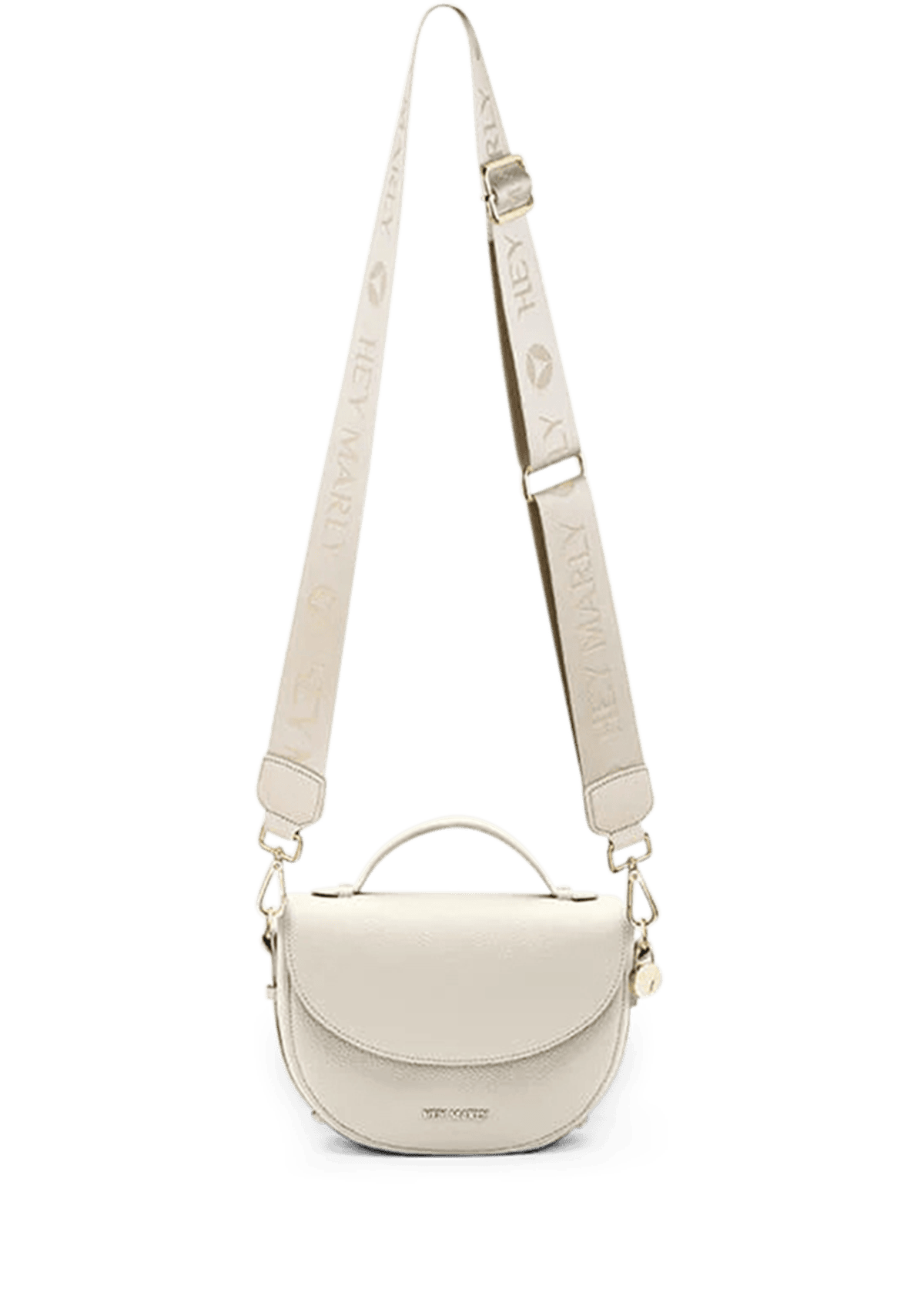 Seitenansicht auf neutralem Hintergrund des Produktes Signature Strap in der Farbe Crema