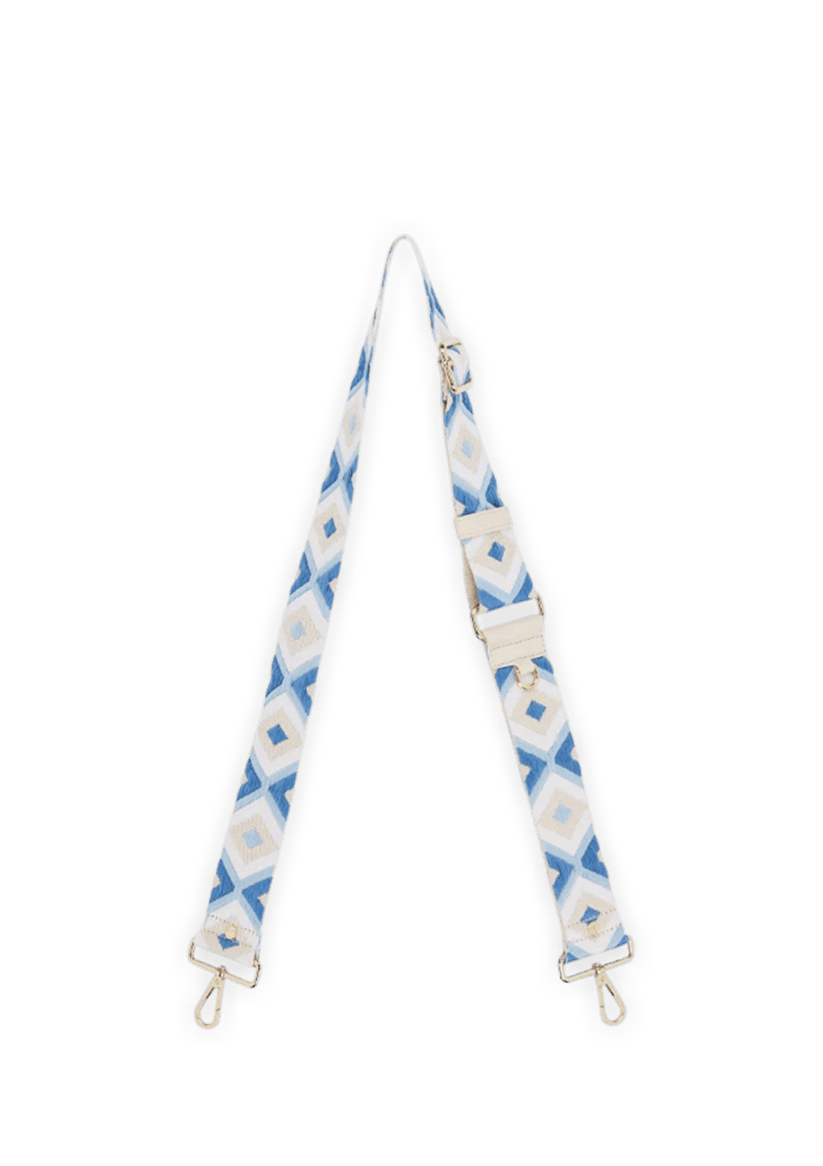 Frontalansicht auf neutralem Hintergrund des Produktes Woven Strap in der Farbe Blue