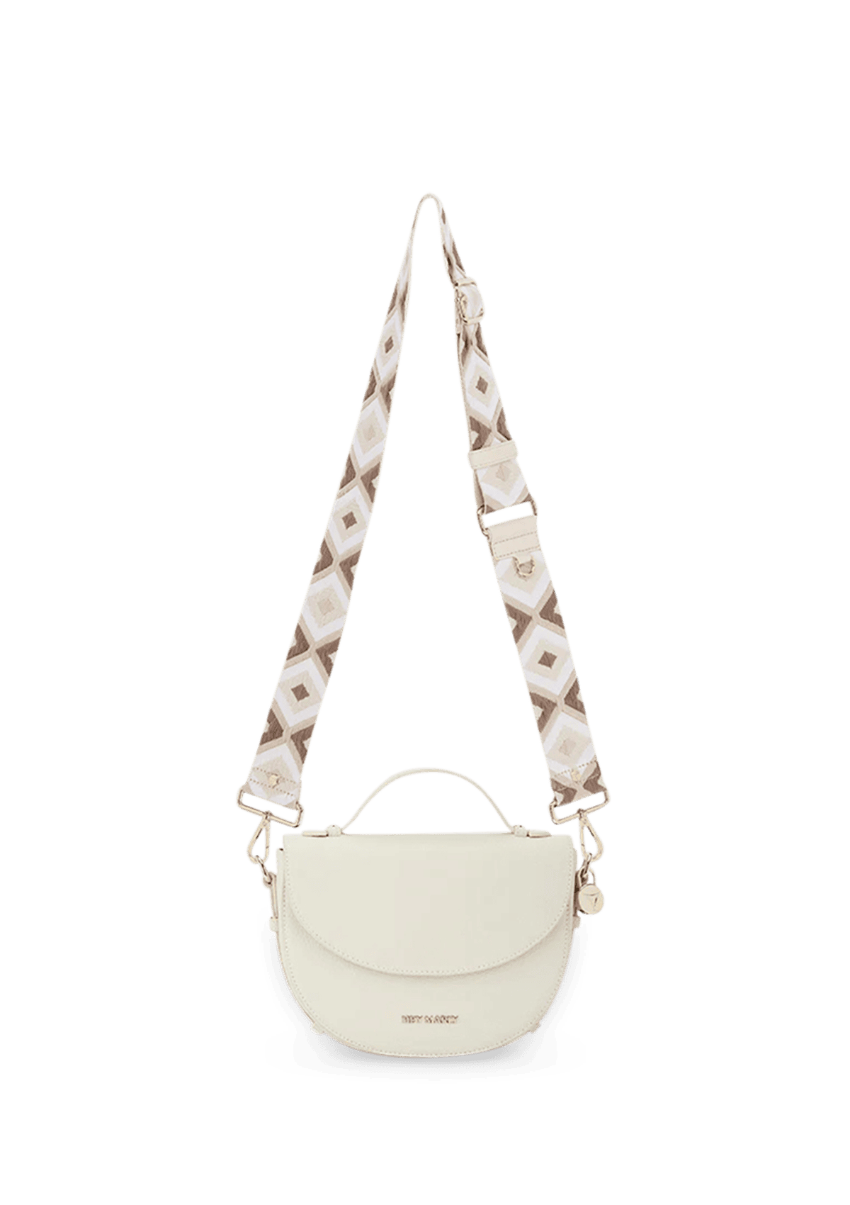 Seitenansicht auf neutralem Hintergrund des Produktes Woven Strap in der Farbe Crema