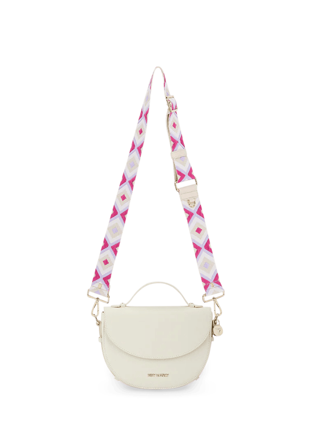 Seitenansicht auf neutralem Hintergrund des Produktes Woven Strap in der Farbe Pink