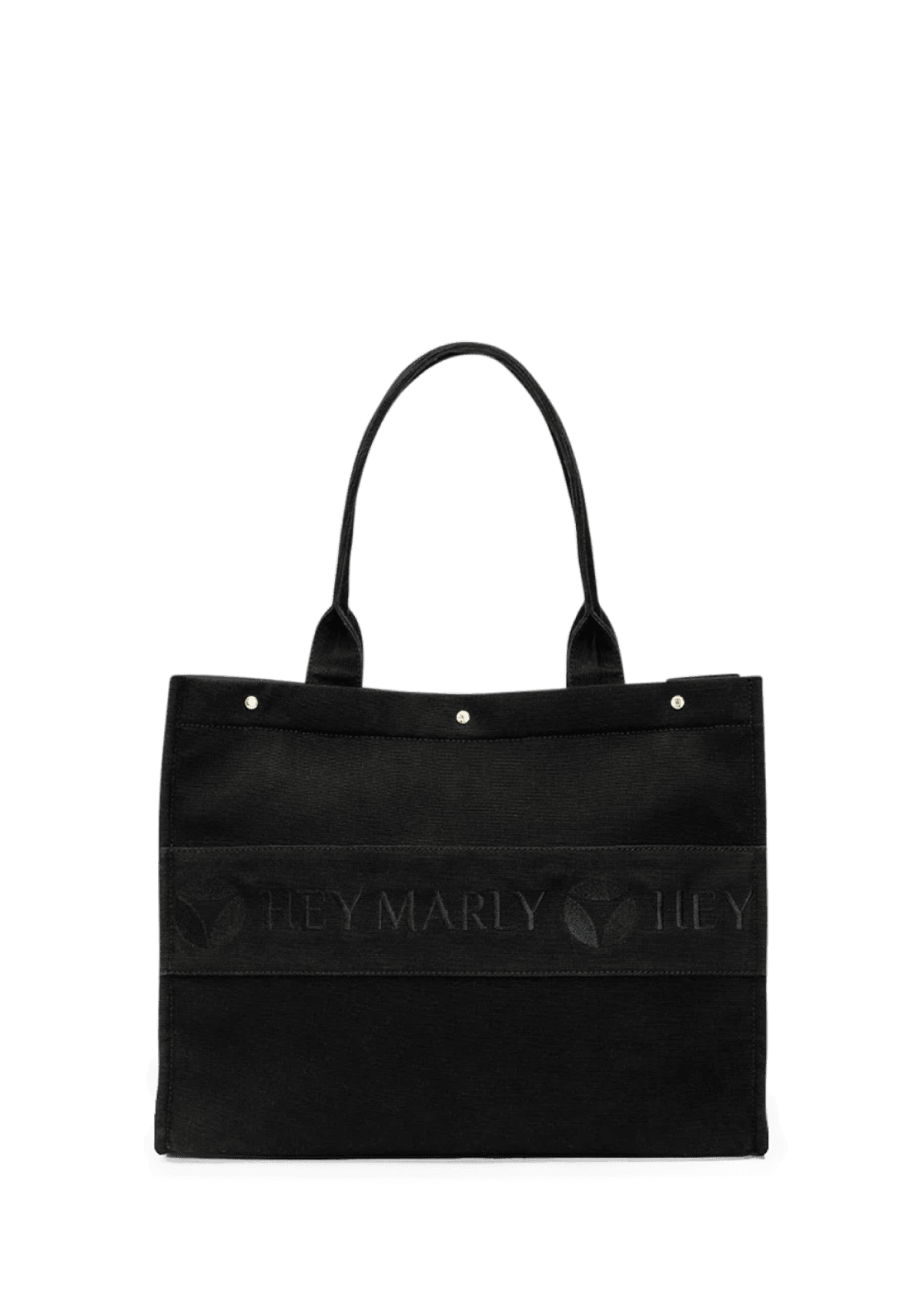 Frontalansicht auf neutralem Hintergrund des Produktes Signature Bag in der Farbe Black