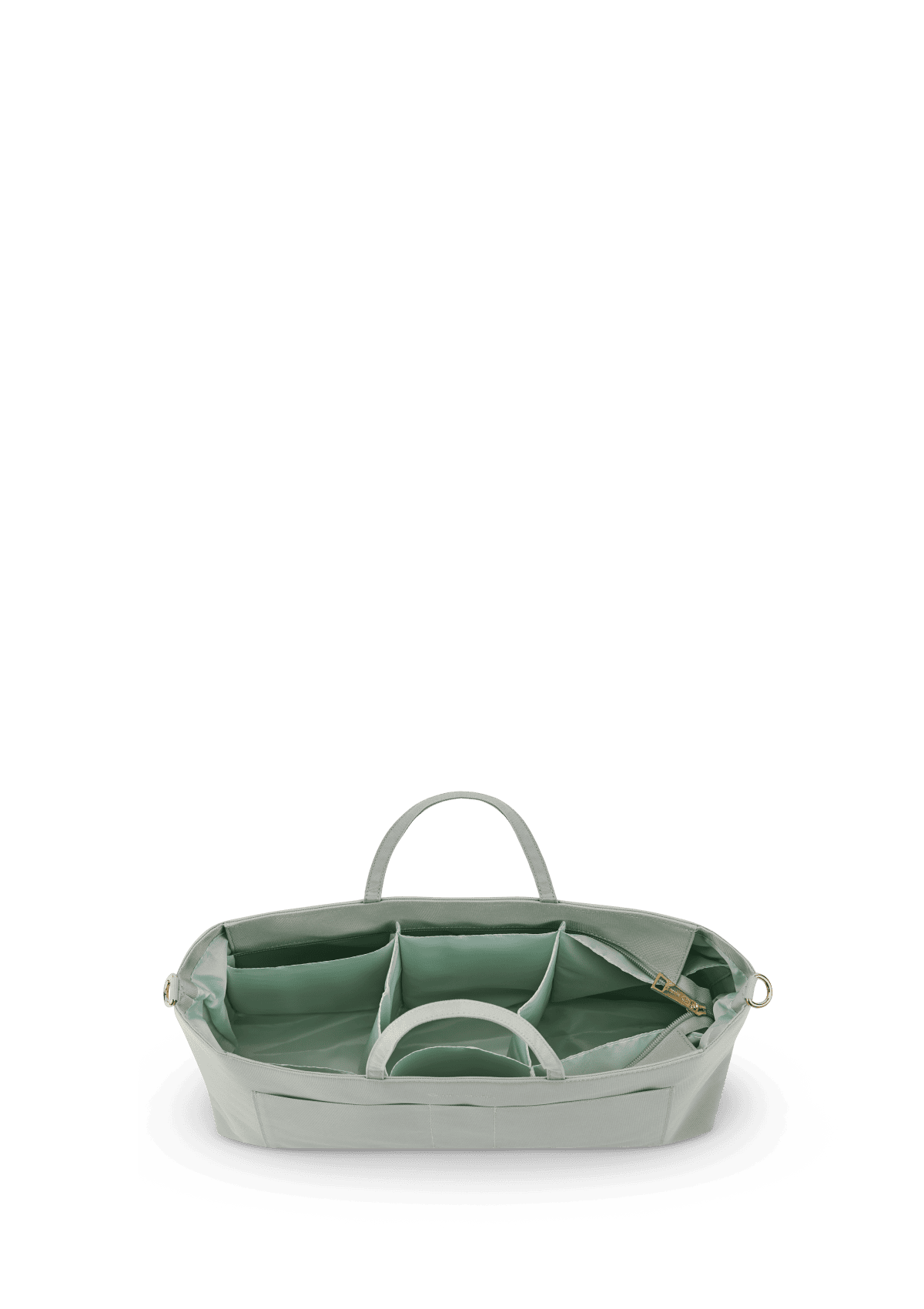 Seitenansicht auf neutralem Hintergrund des Produktes Bag Organiser in der Farbe Desert Sage