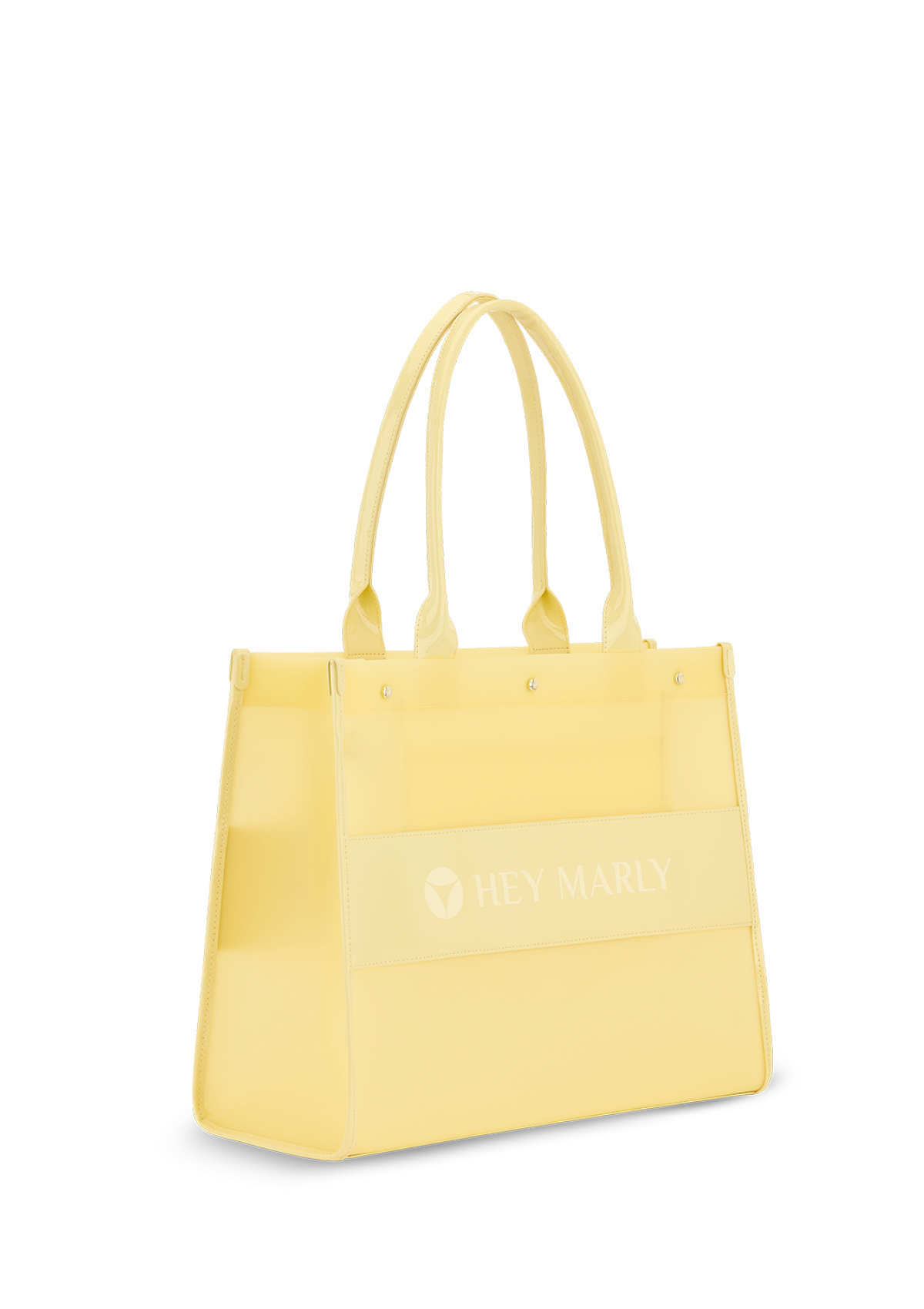 Produktabbildung auf neutralem Hintergrund des Produktes Transparent Signature Bag in der Farbe Yellow Light