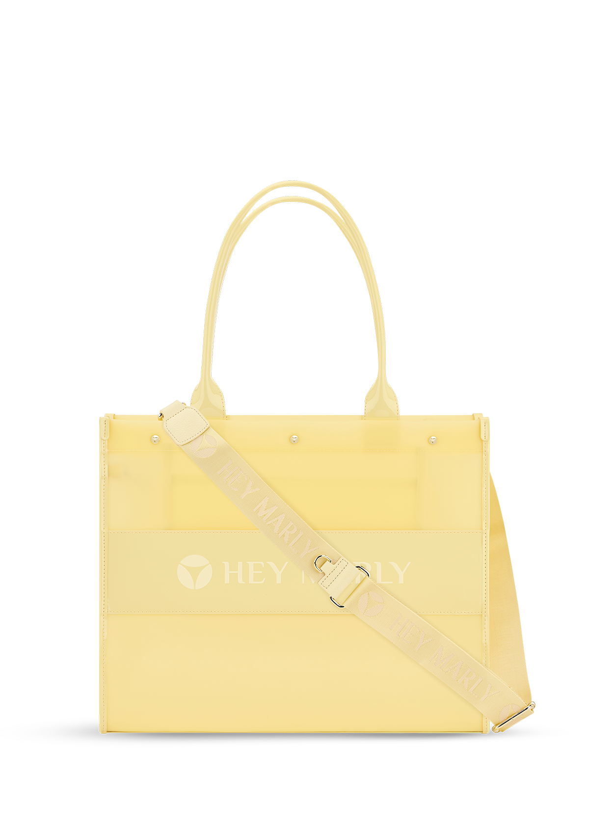 Produktabbildung auf neutralem Hintergrund des Produktes Transparent Signature Bag in der Farbe Yellow Light