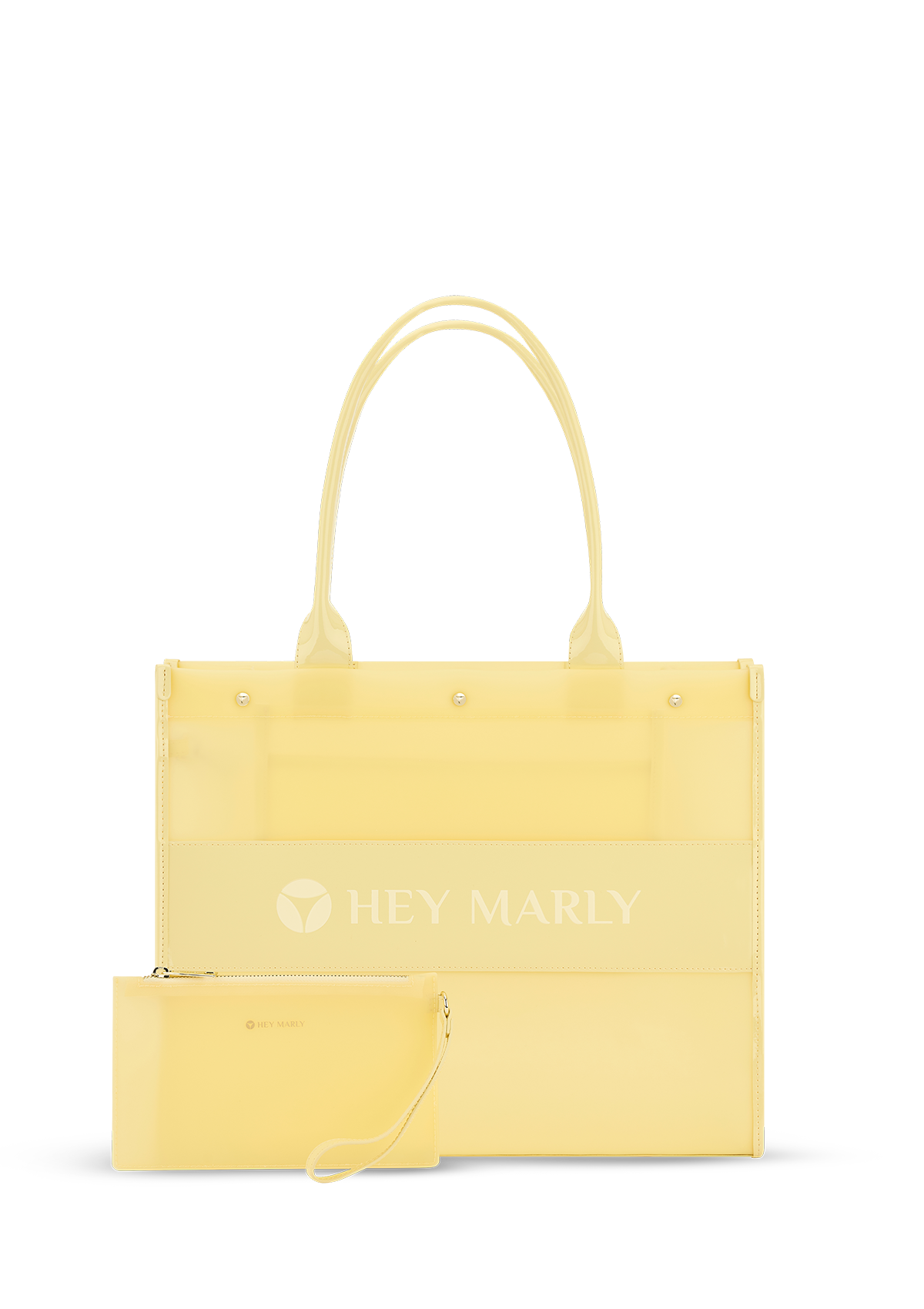 Produktabbildung auf neutralem Hintergrund des Produktes Transparent Signature Bag in der Farbe Yellow Light