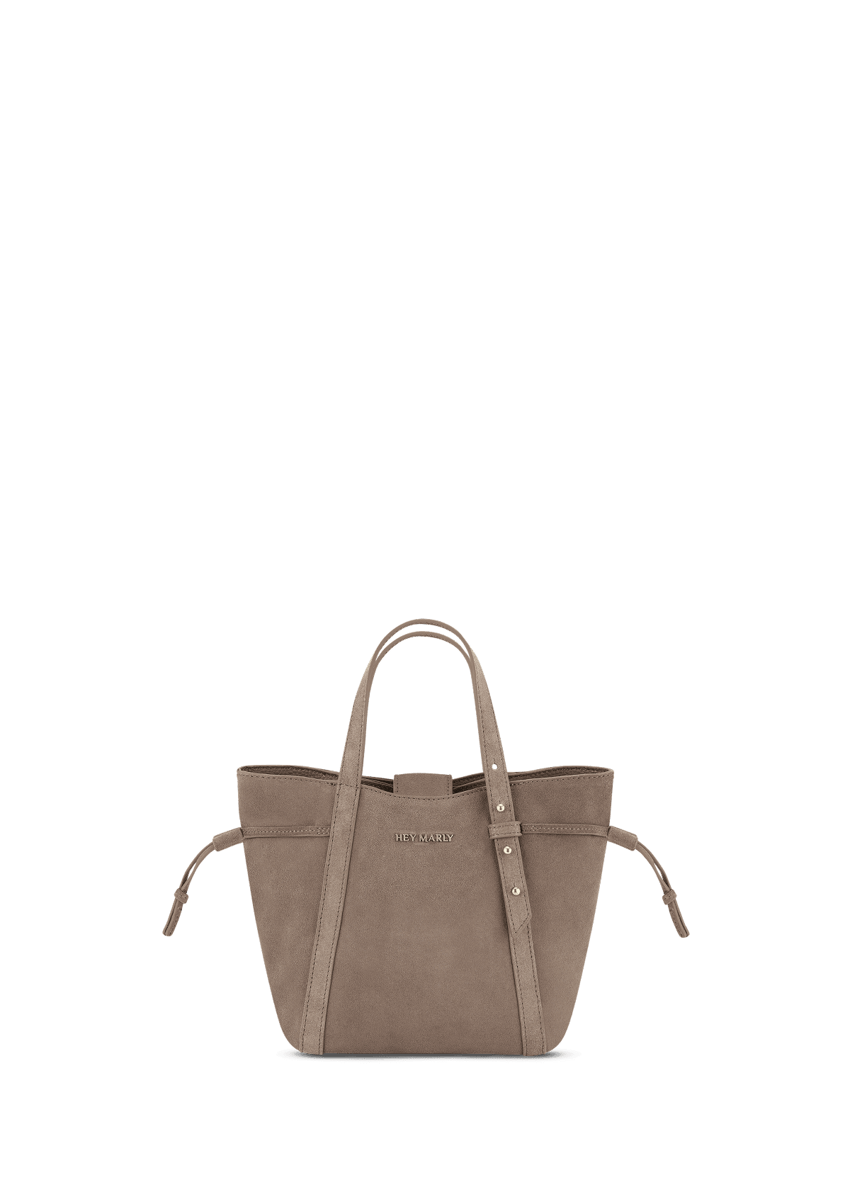 Frontalansicht auf neutralem Hintergrund des Produktes Pretty Wonder Suede S in der Farbe Mocha in der Größe S