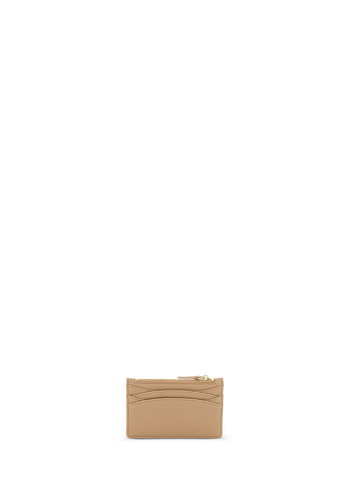 Seitenansicht auf neutralem Hintergrund des Produktes Card Coin Wallet in der Farbe Sand