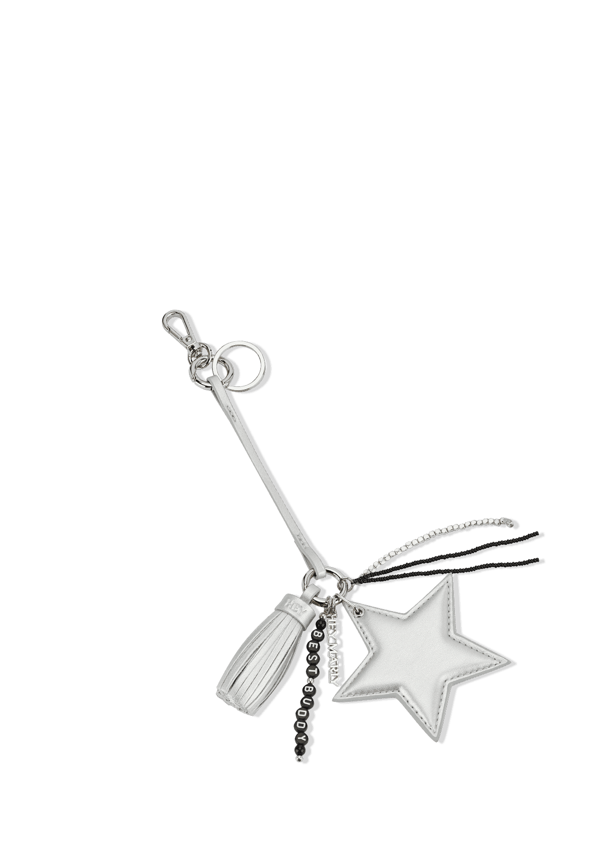Produktabbildung auf neutralem Hintergrund des Produktes Star Tassle Charm in der Farbe Silver