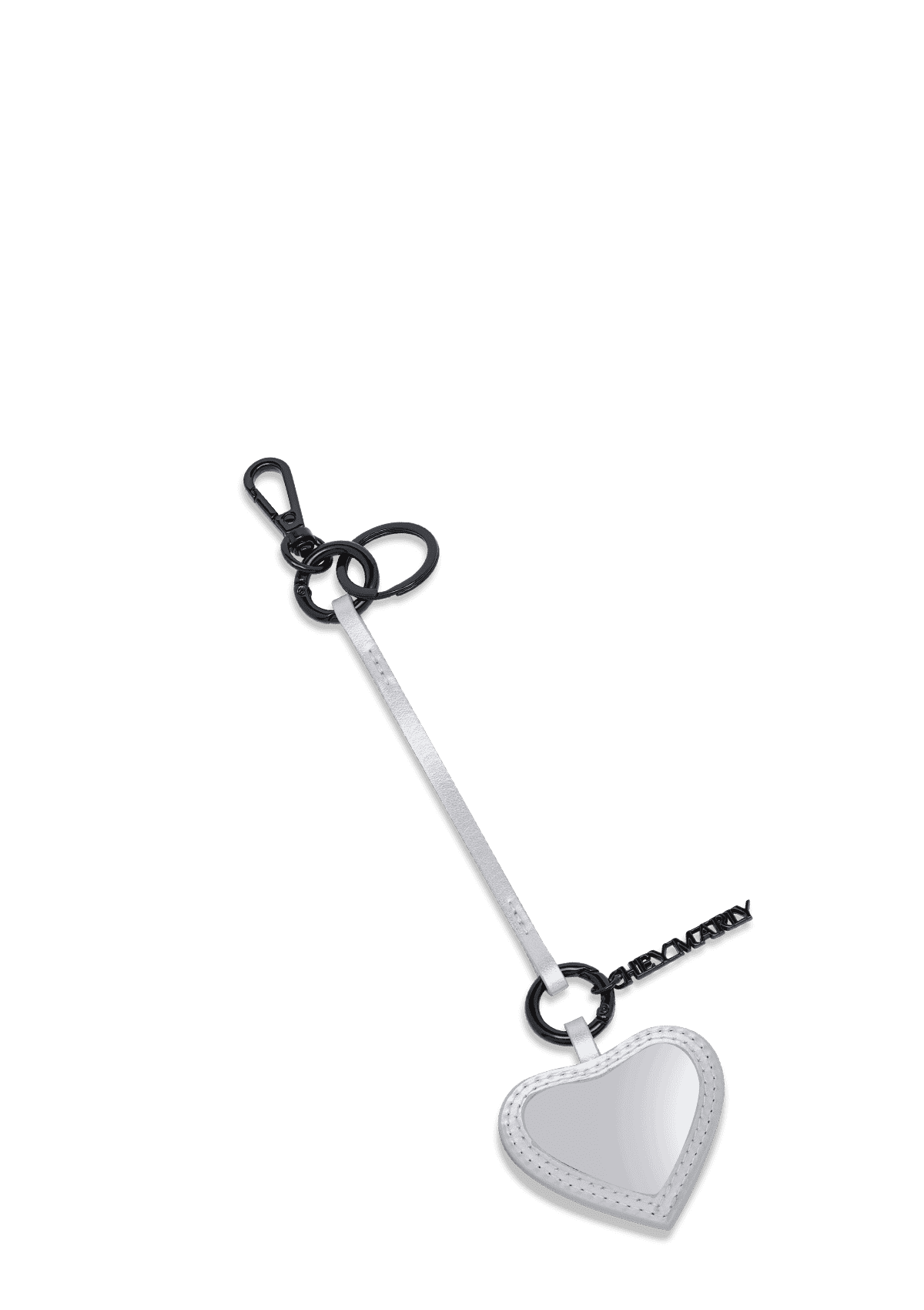 Seitenansicht auf neutralem Hintergrund des Produktes Mirror Charm in der Farbe Silver