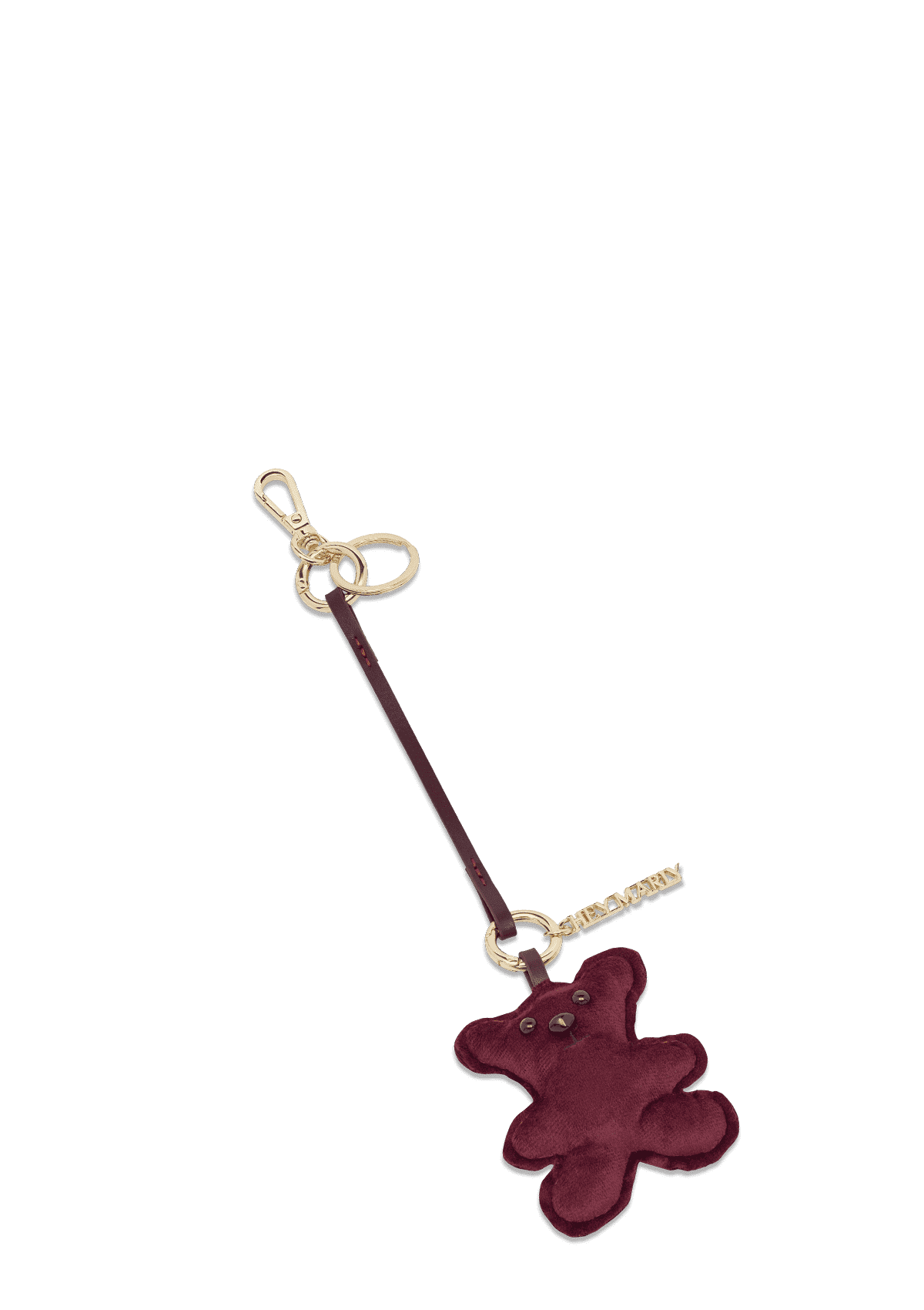 Frontalansicht auf neutralem Hintergrund des Produktes Soft Teddy Charm in der Farbe Berry