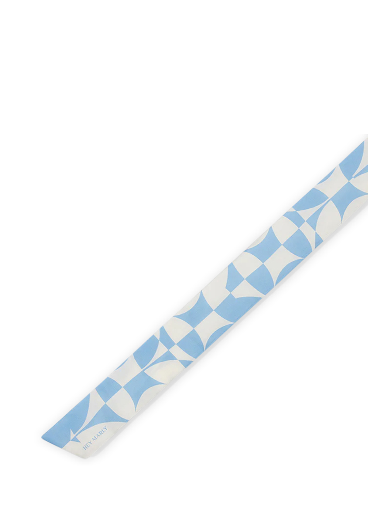 Frontalansicht auf neutralem Hintergrund des Produktes Silky Ribbon Logo Print in der Farbe Blue/Crema