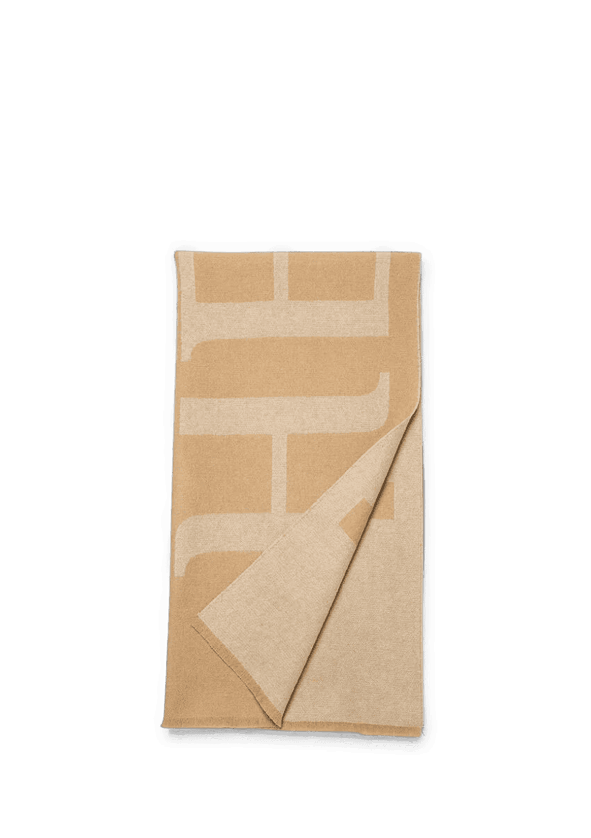 Frontalansicht auf neutralem Hintergrund des Produktes Signature Scarf in der Farbe Cappuccino