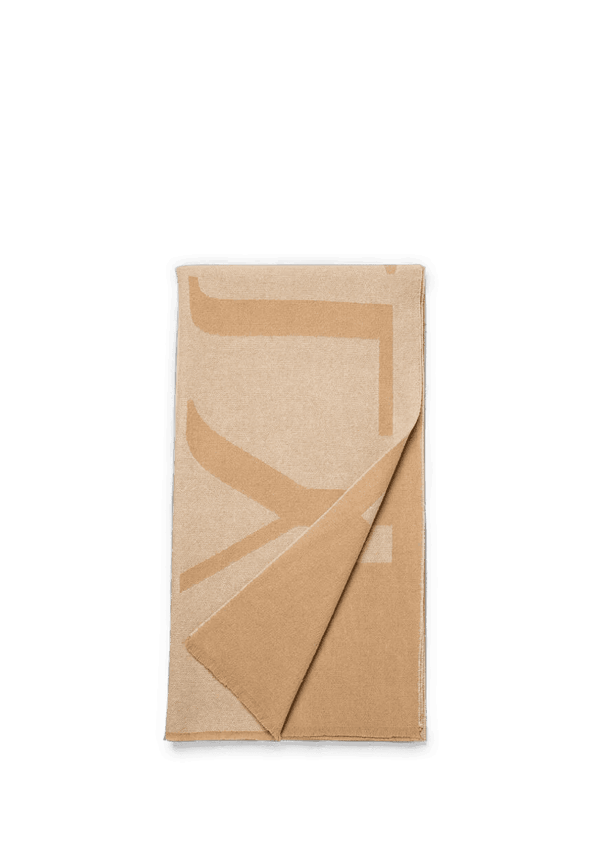 Seitenansicht auf neutralem Hintergrund des Produktes Signature Scarf in der Farbe Cappuccino