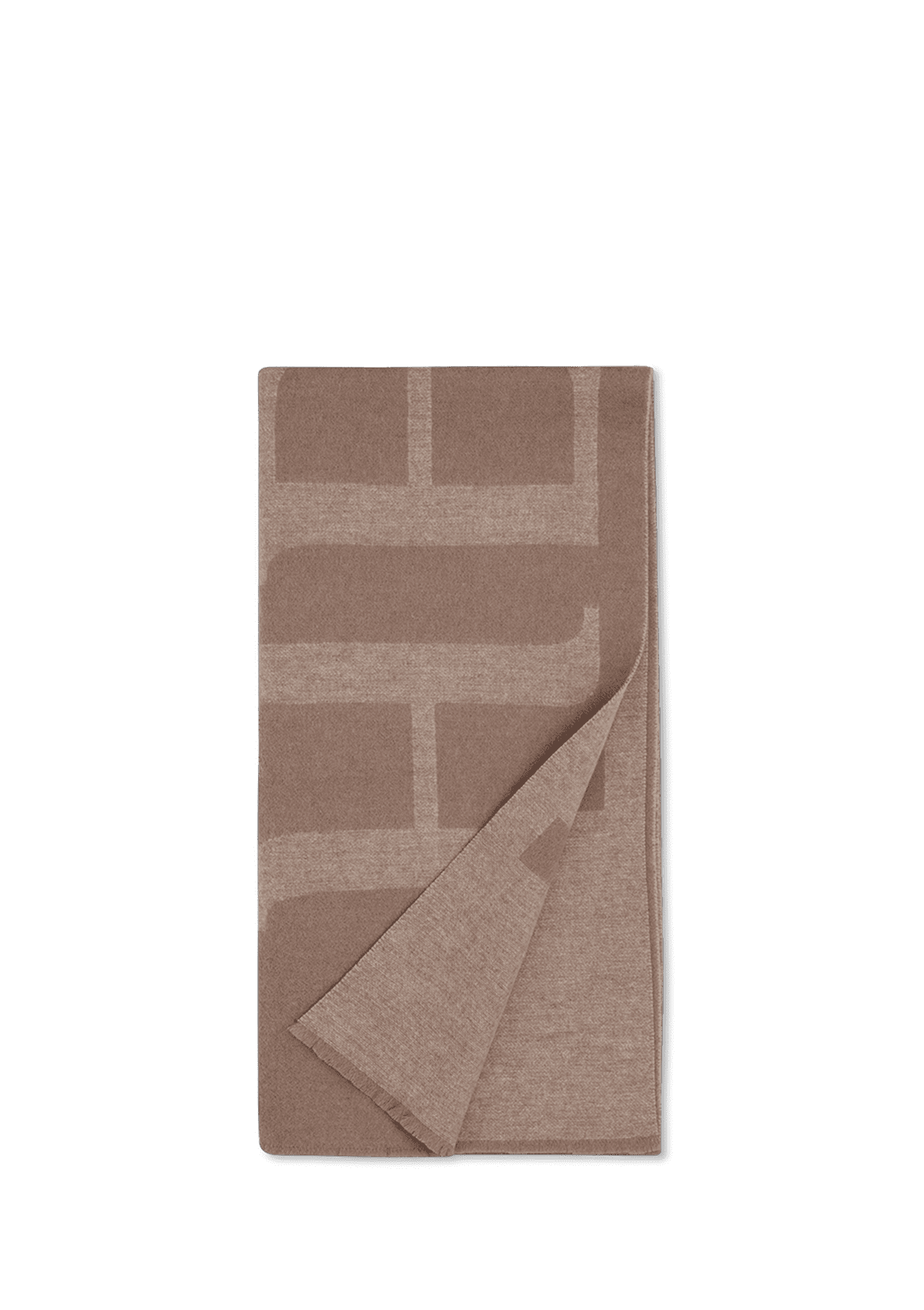 Frontalansicht auf neutralem Hintergrund des Produktes Signature Scarf in der Farbe Mocha