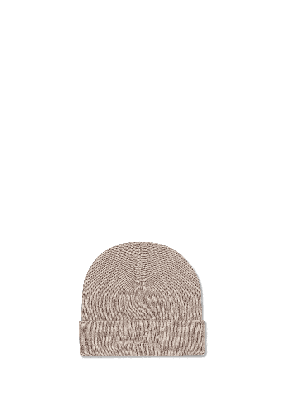 Frontalansicht auf neutralem Hintergrund des Produktes Soft Beanie in der Farbe Mocha