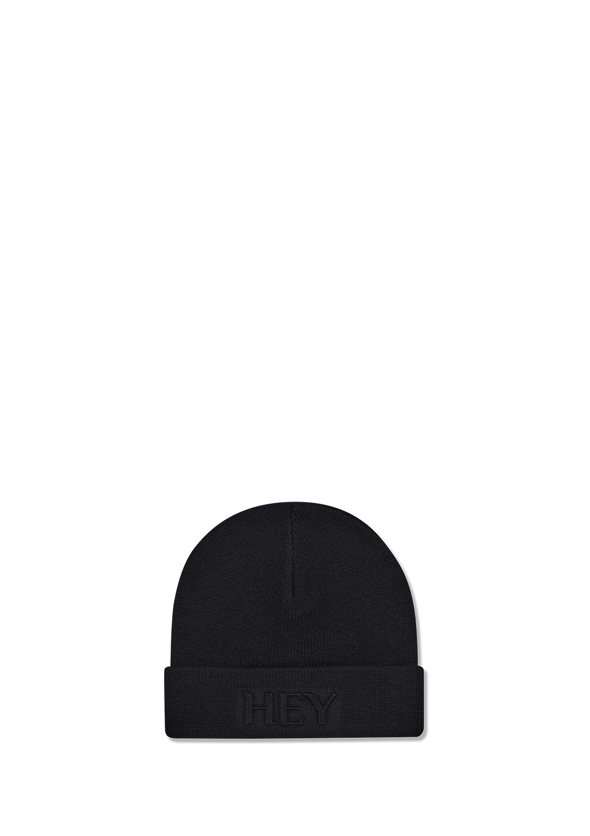 Frontalansicht auf neutralem Hintergrund des Produktes Soft Beanie in der Farbe Black