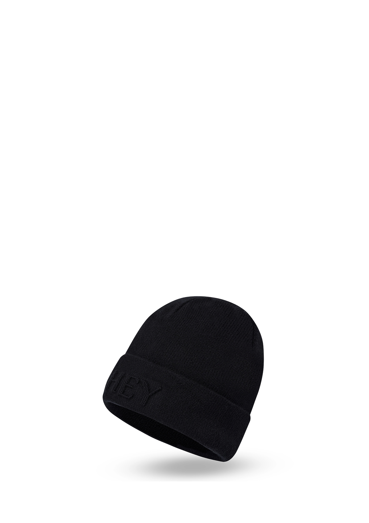 Seitenansicht auf neutralem Hintergrund des Produktes Soft Beanie in der Farbe Black