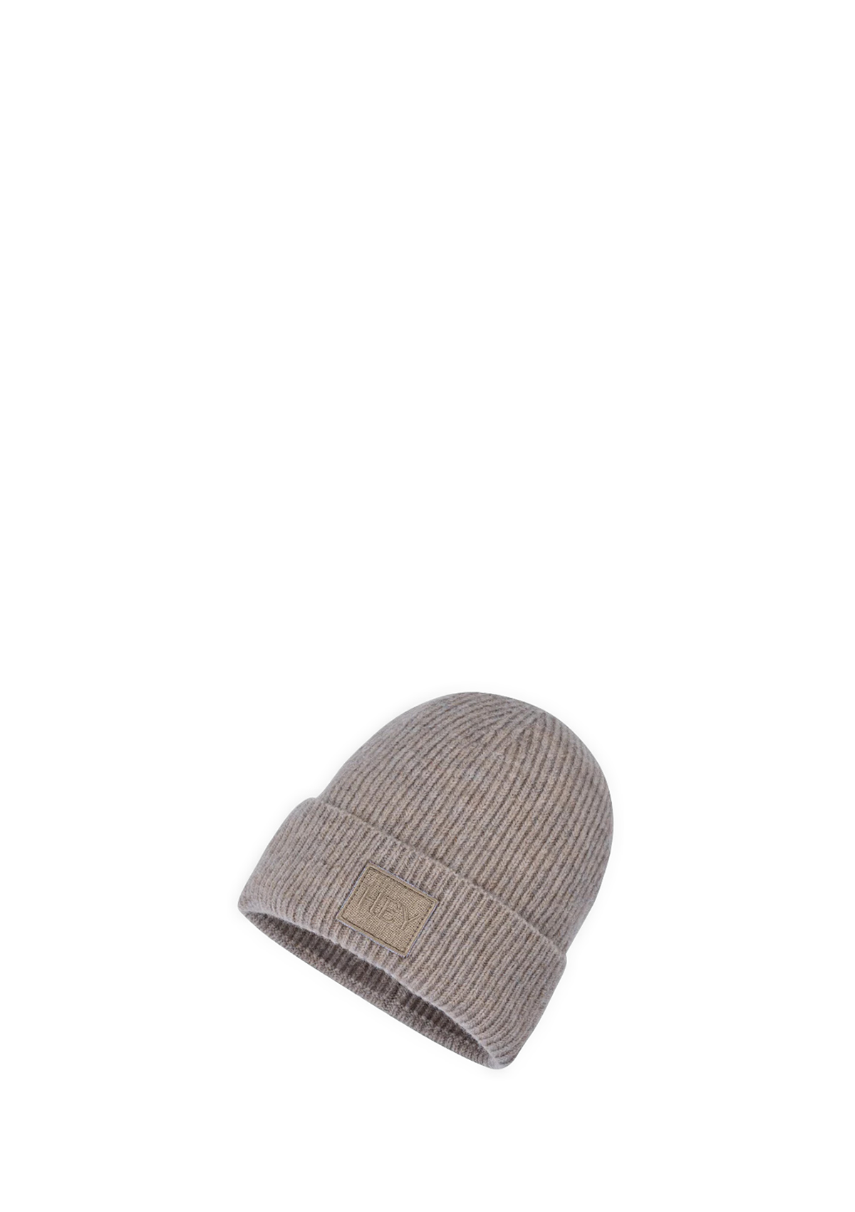 Seitenansicht auf neutralem Hintergrund des Produktes Hey Beanie Kids in der Farbe Mocha