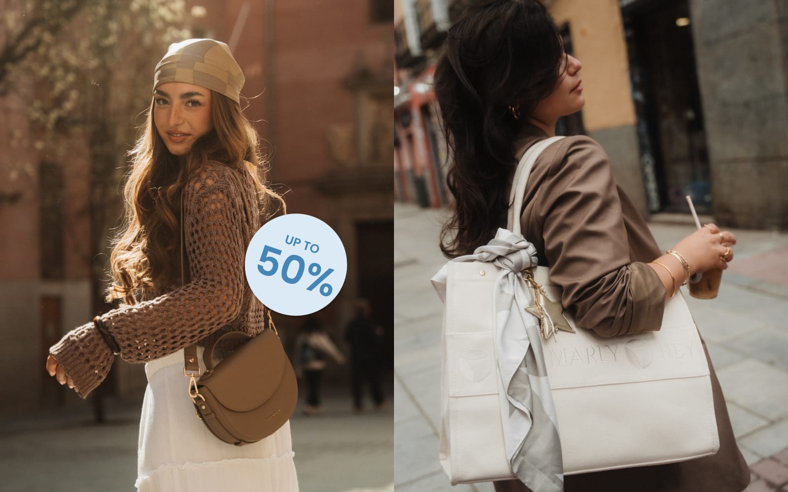 Collage mit Models und der Bubble "Up to 50%"