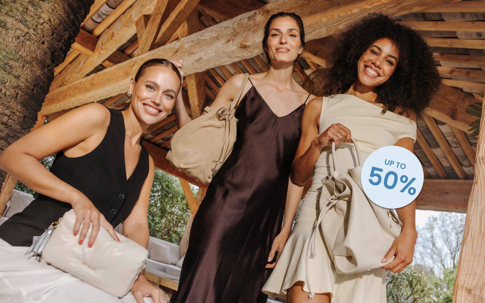 Collage mit Models und der Bubble "Up to 50%"