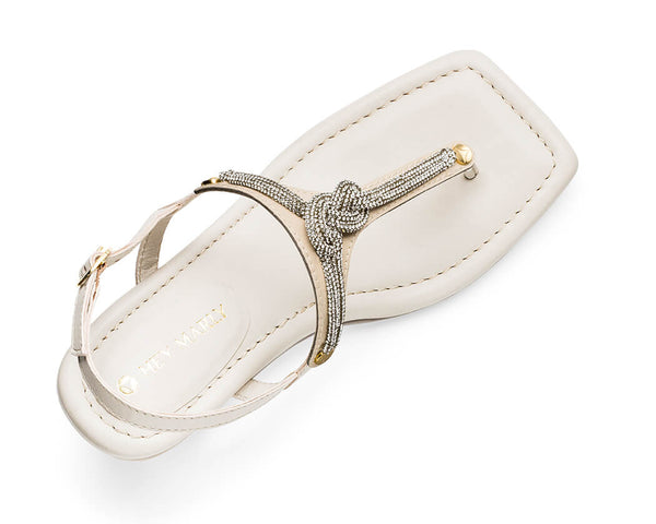 Glitter Knot - Block Heel Mid Crema TS